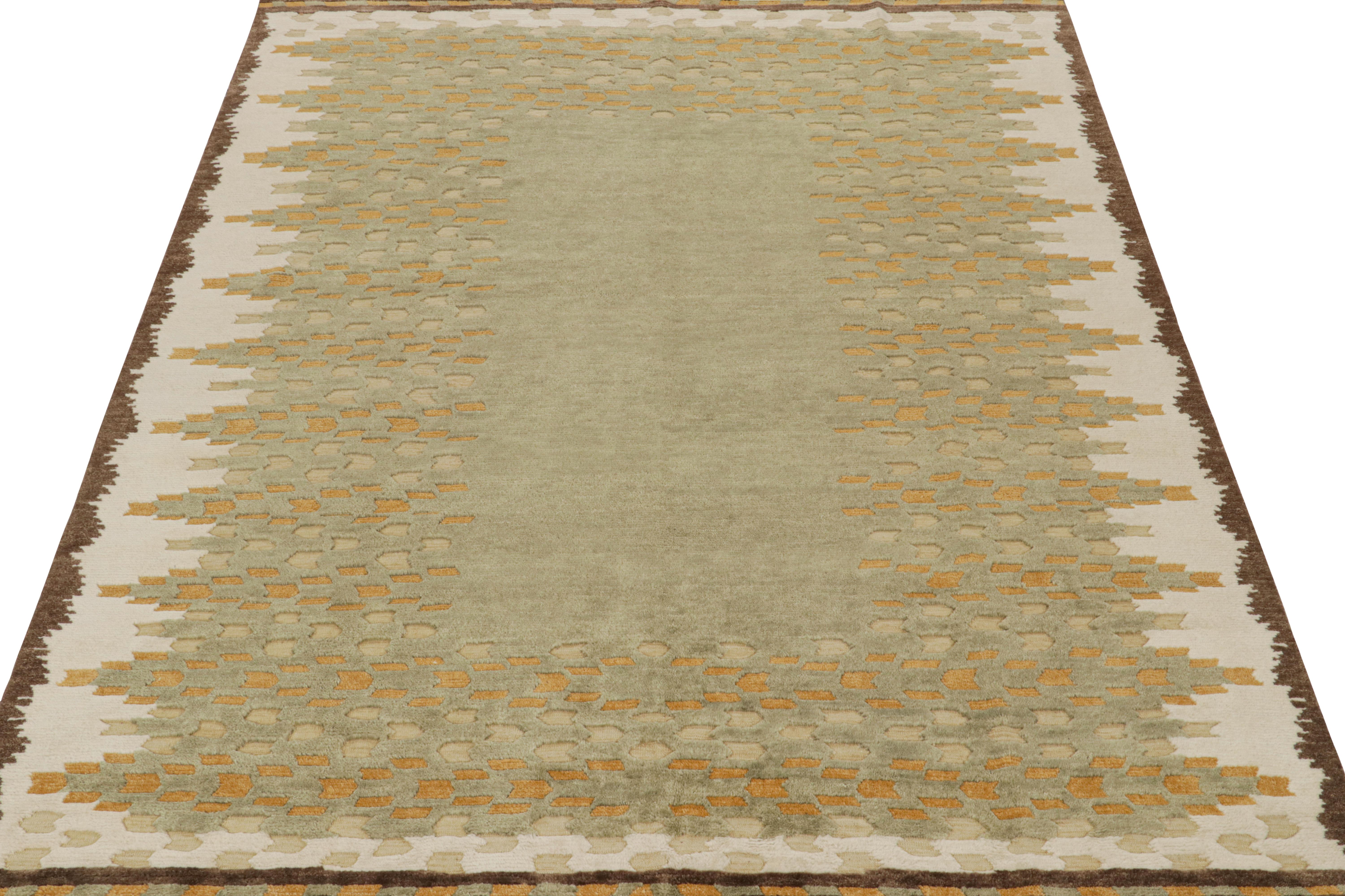 Rug & Kilim's Teppich im skandinavischen Stil in Grün mit geometrischen Mustern (Skandinavische Moderne) im Angebot