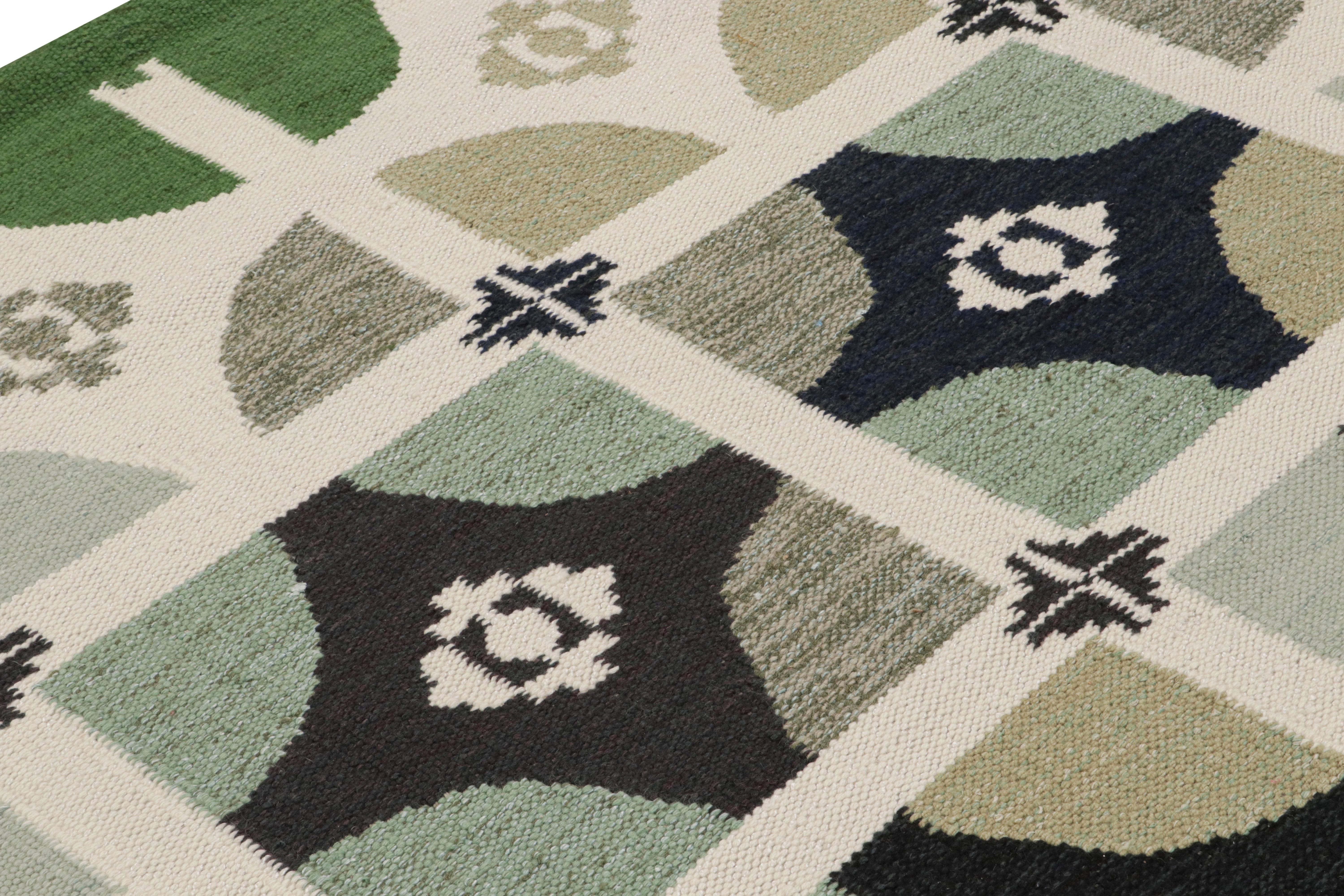 Rug & Kilim’s Scandinavian Style Rug in Green with Geometric Patterns In New Condition For Sale In Long Island City, NY