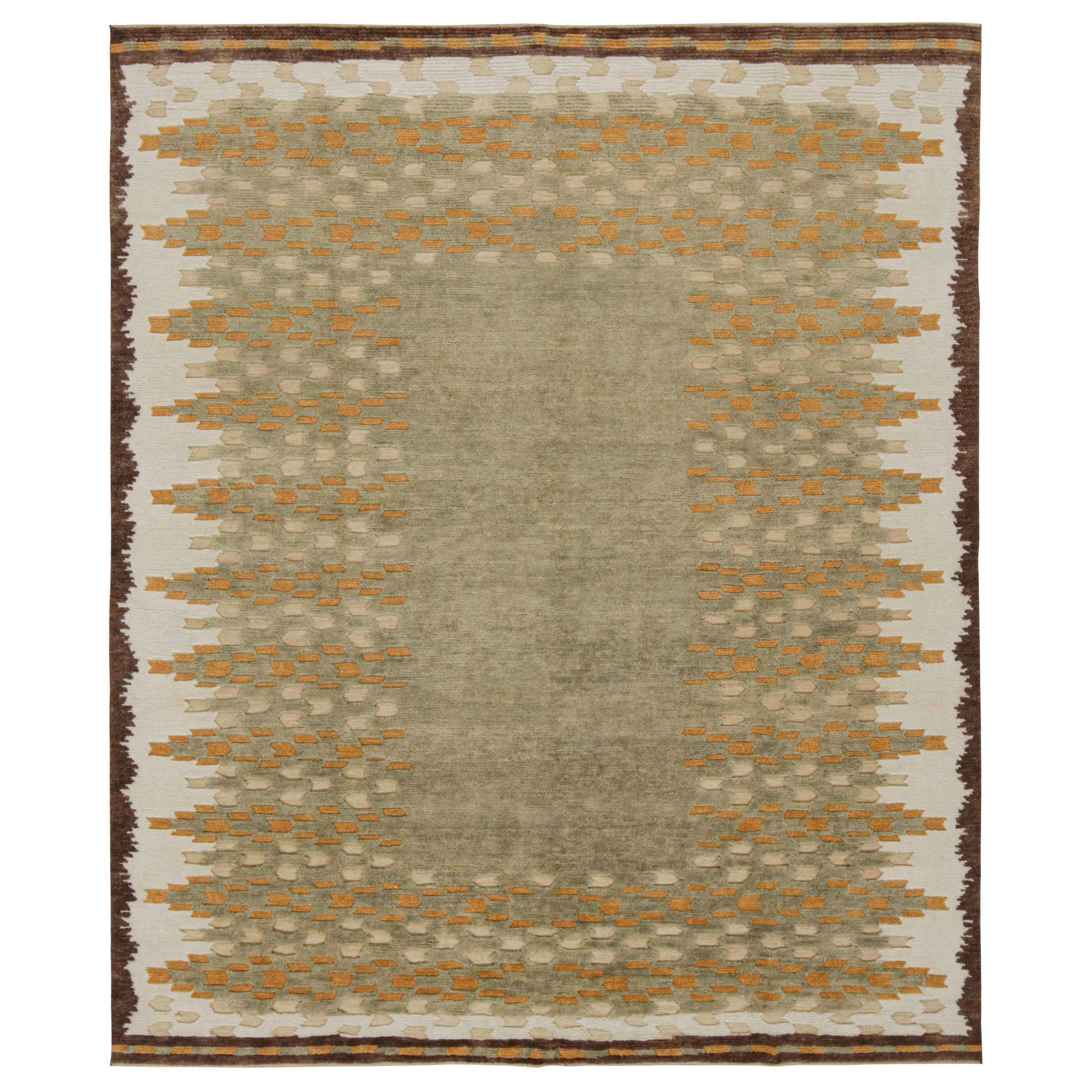 Rug & Kilim's Teppich im skandinavischen Stil in Grün mit geometrischen Mustern