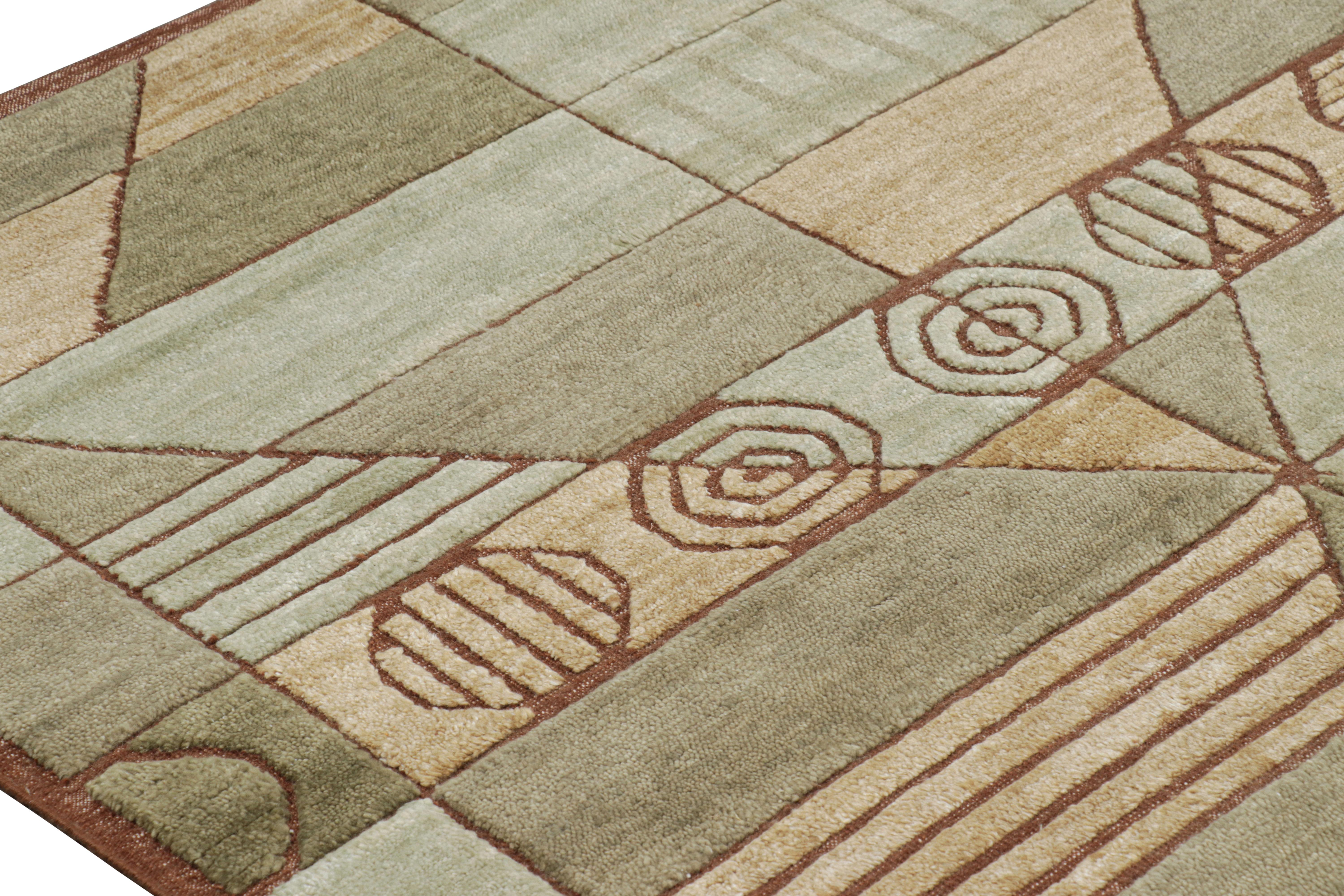 Moderno Tappeto in stile scandinavo di Rug & Kilim in verde con motivi geometrici alti e bassi in vendita