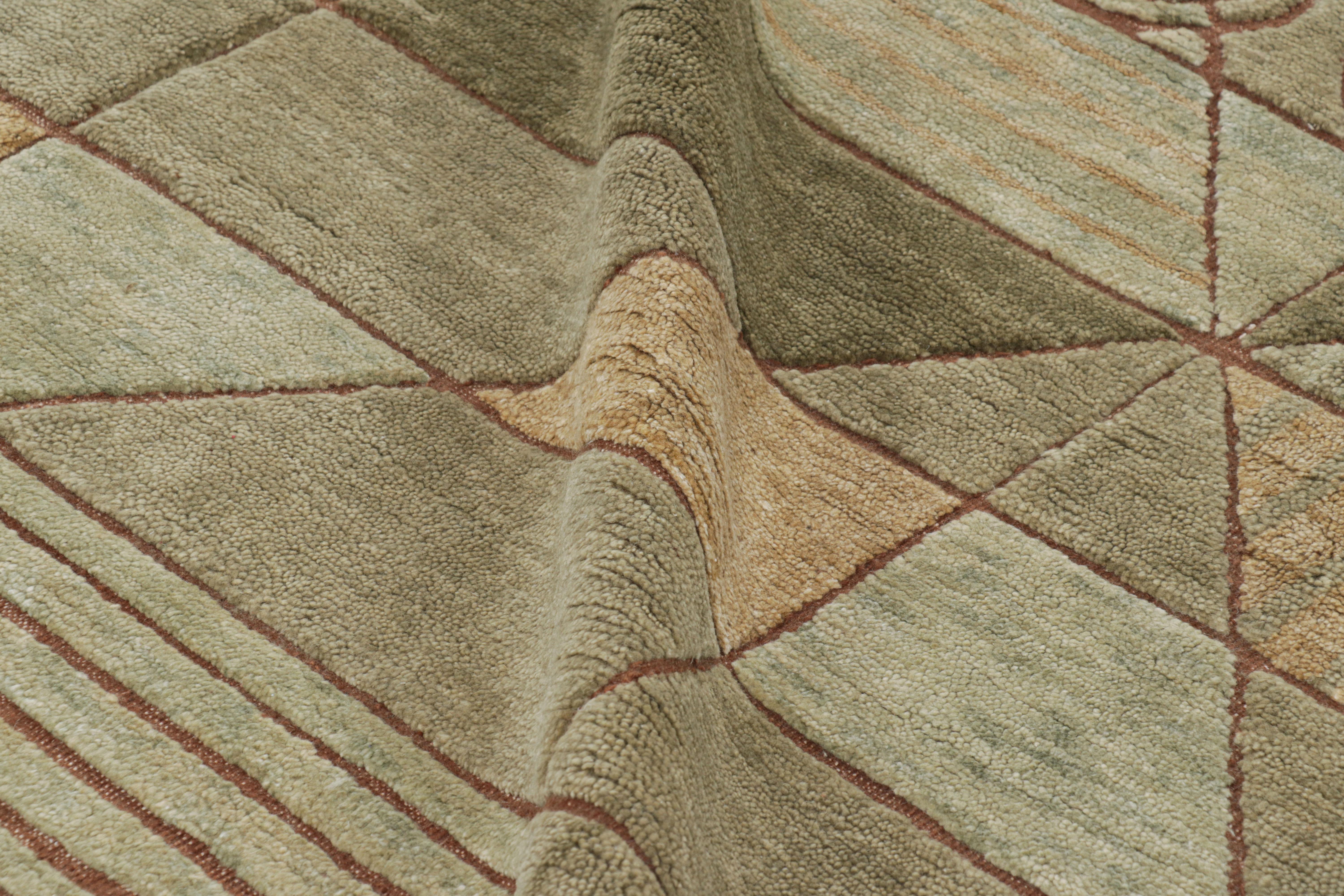 XXI secolo e contemporaneo Tappeto in stile scandinavo di Rug & Kilim in verde con motivi geometrici alti e bassi in vendita