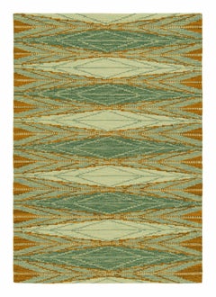 Tapis de style scandinave de Rug & Kilim en vert, avec des motifs géométriques orange