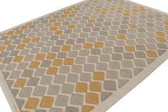 Rug & Kilim’s Scandinavian Style Rug in Grey & Gold Patterns