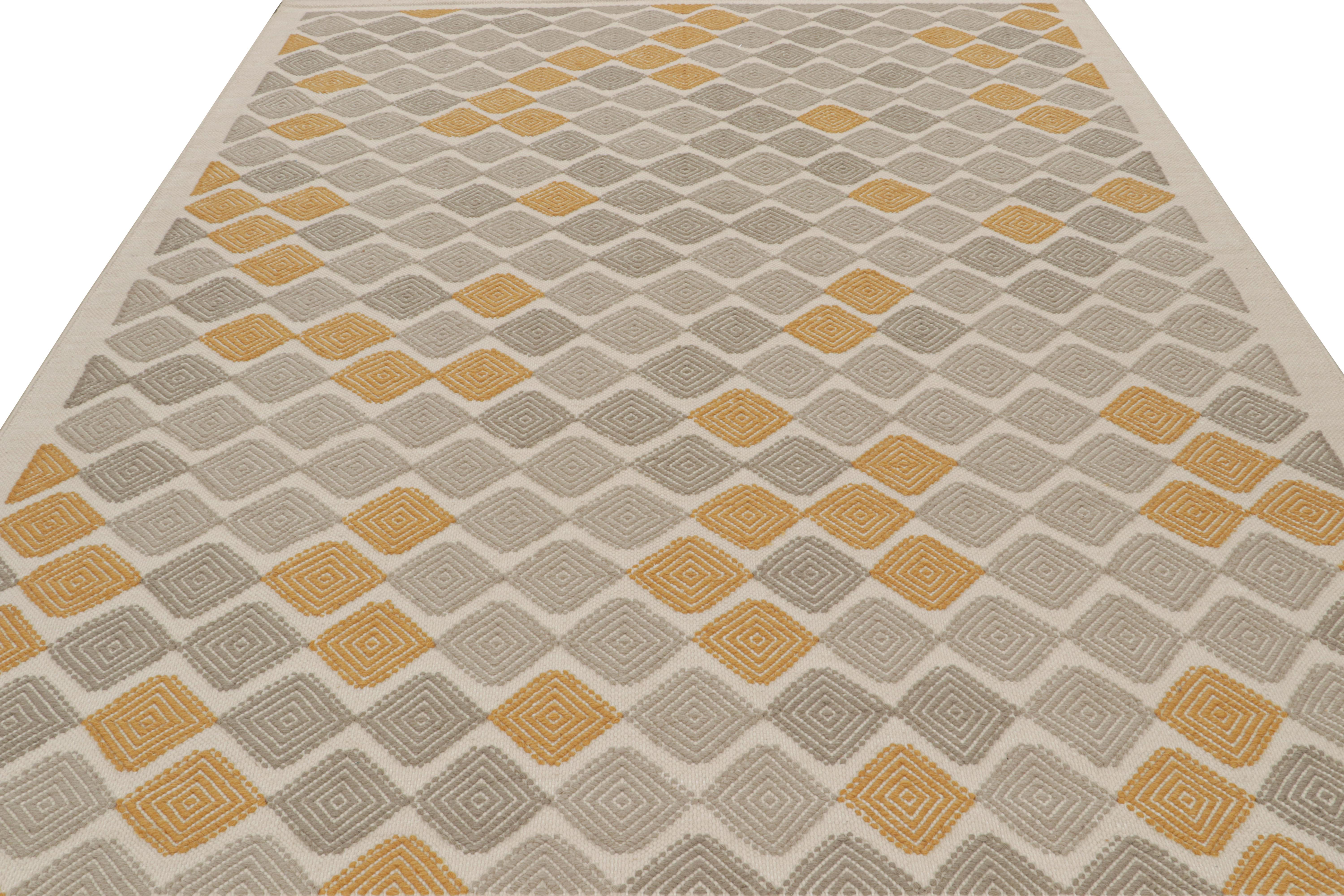 Tribal Tapis de style scandinave à motifs gris et or de Rug & Kilim en vente