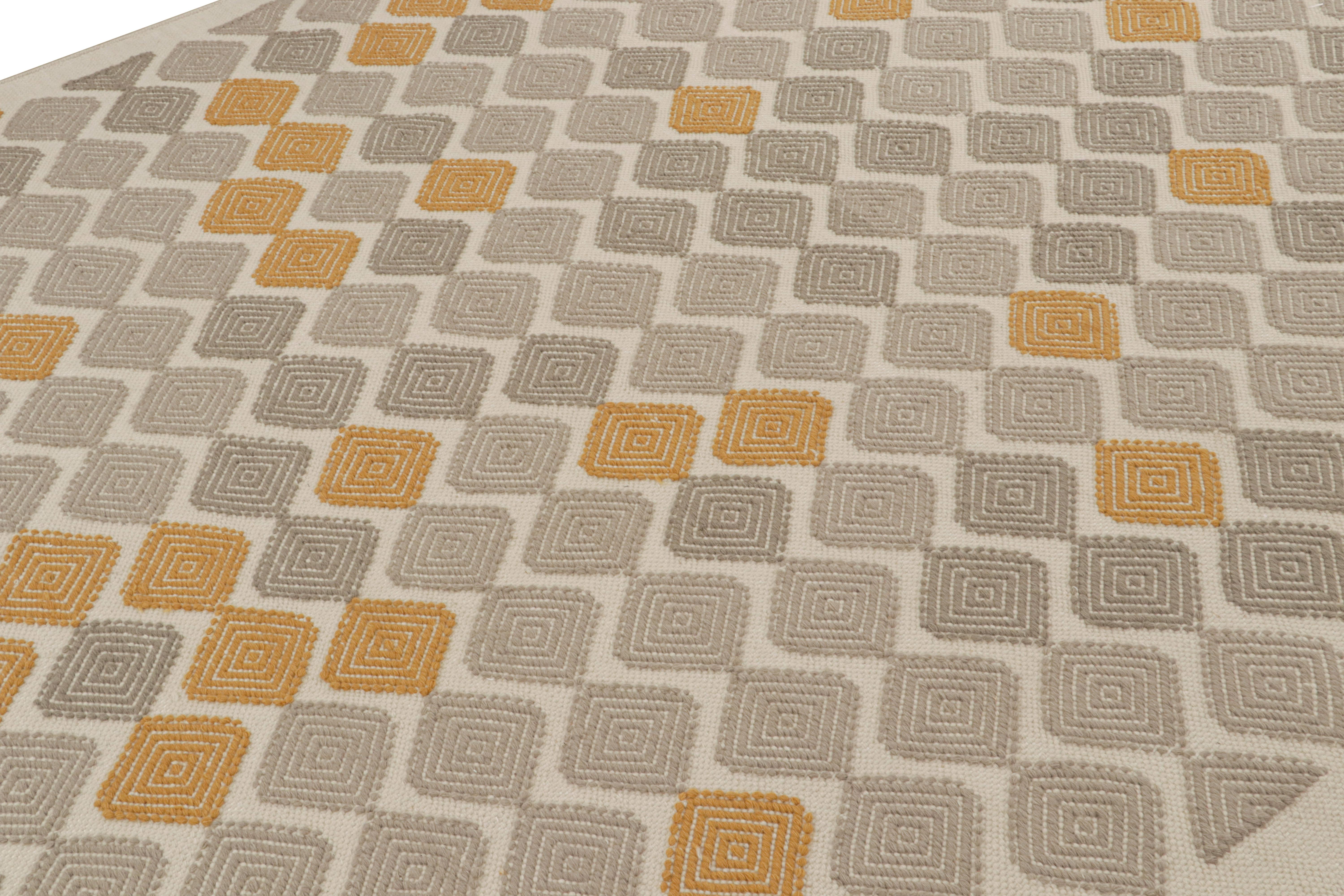 Indien Tapis de style scandinave à motifs gris et or de Rug & Kilim en vente