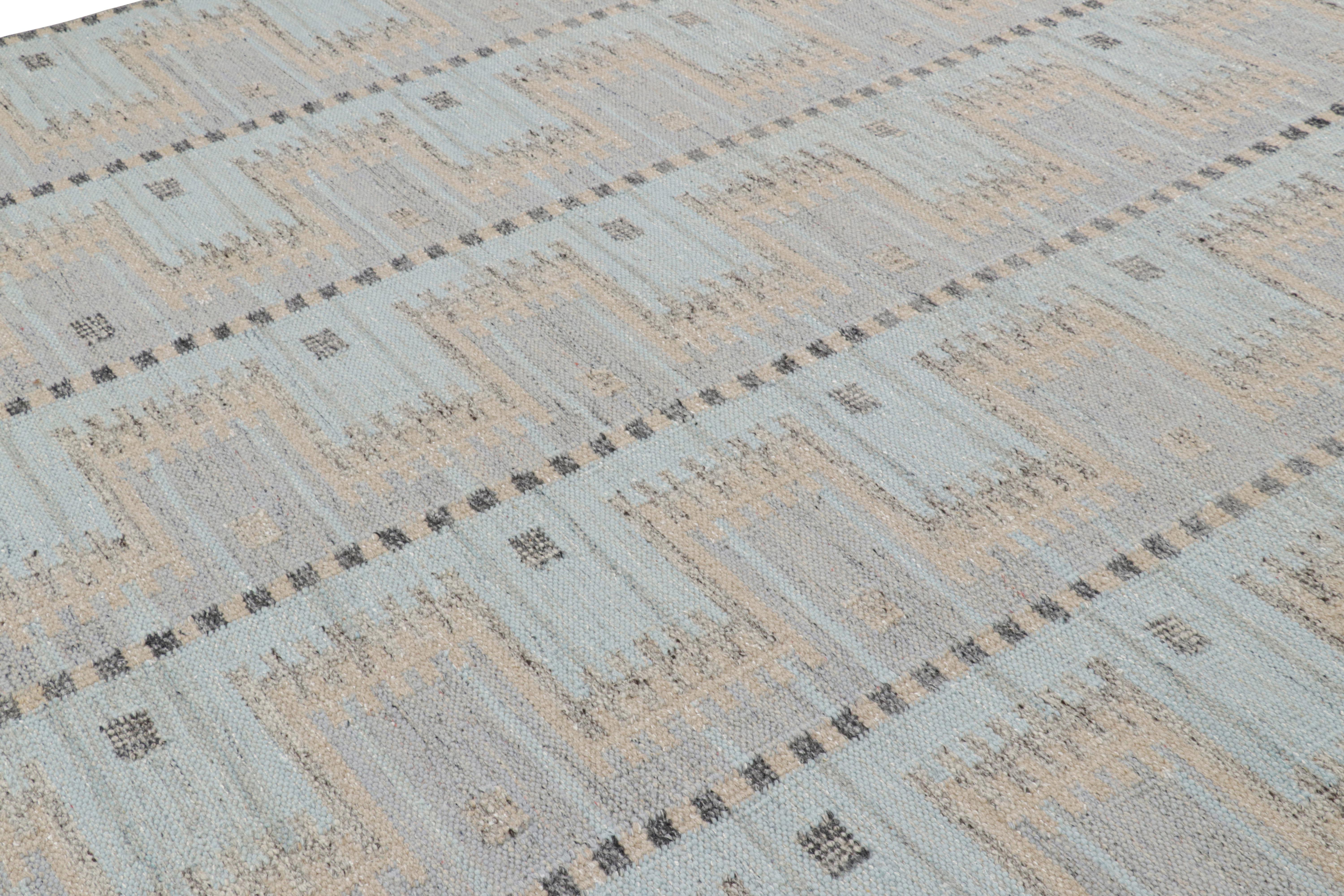 This 9x12 Swedish-style modern rug is a bold new addition to Rug & Kilim’s Scandinavian collection. Handwoven in a wool flatweave with undyed natural yarns as well, its design is inspired by Swedish minimalist designs.

On the Design: 

This new