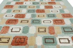 Rug & Kilim’s Scandinavian Style Rug in Light Blue with Geometric Patterns