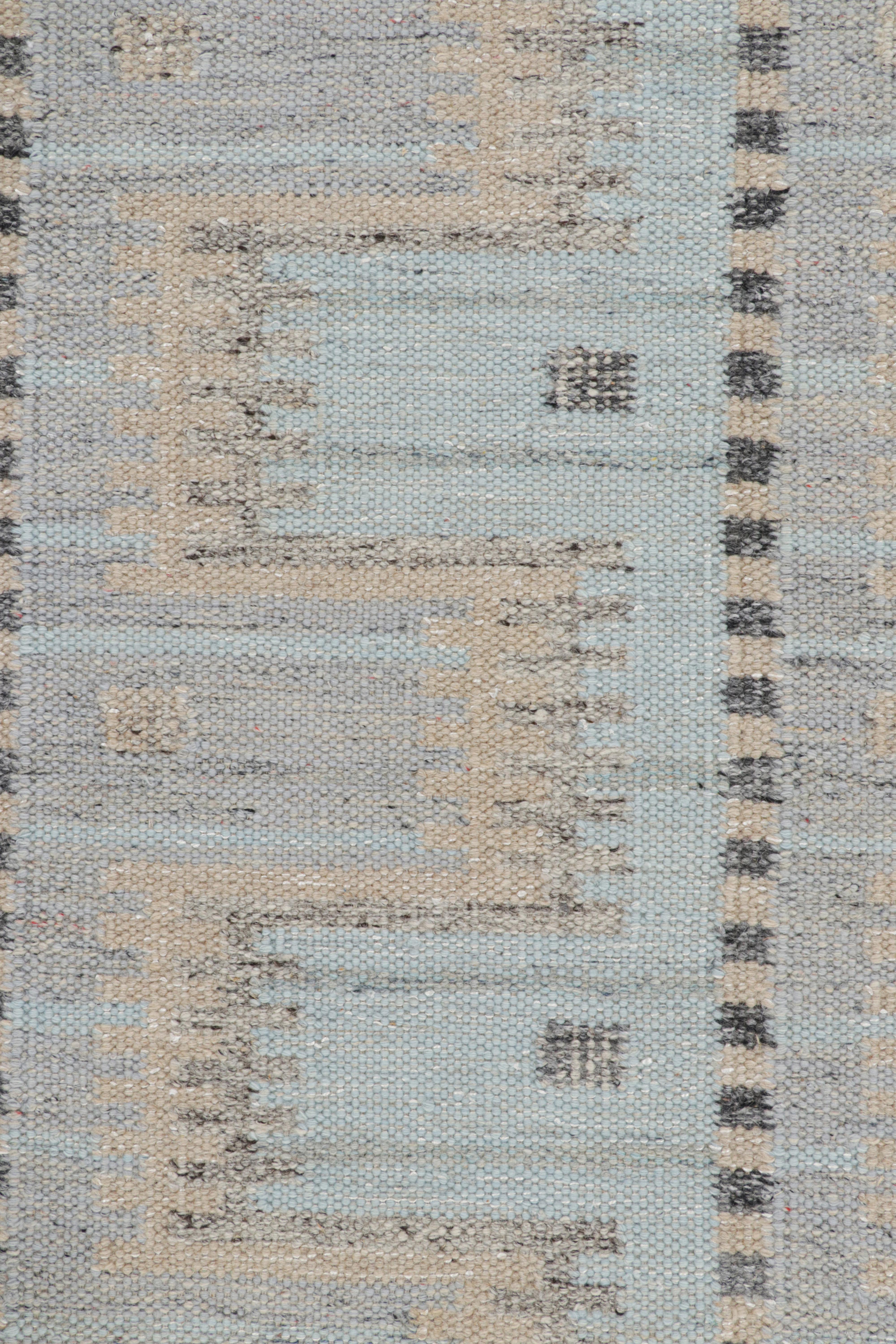 Modern Rug & Kilim’s Scandinavian Style Rug in Light Blue with Geometric Patterns For Sale