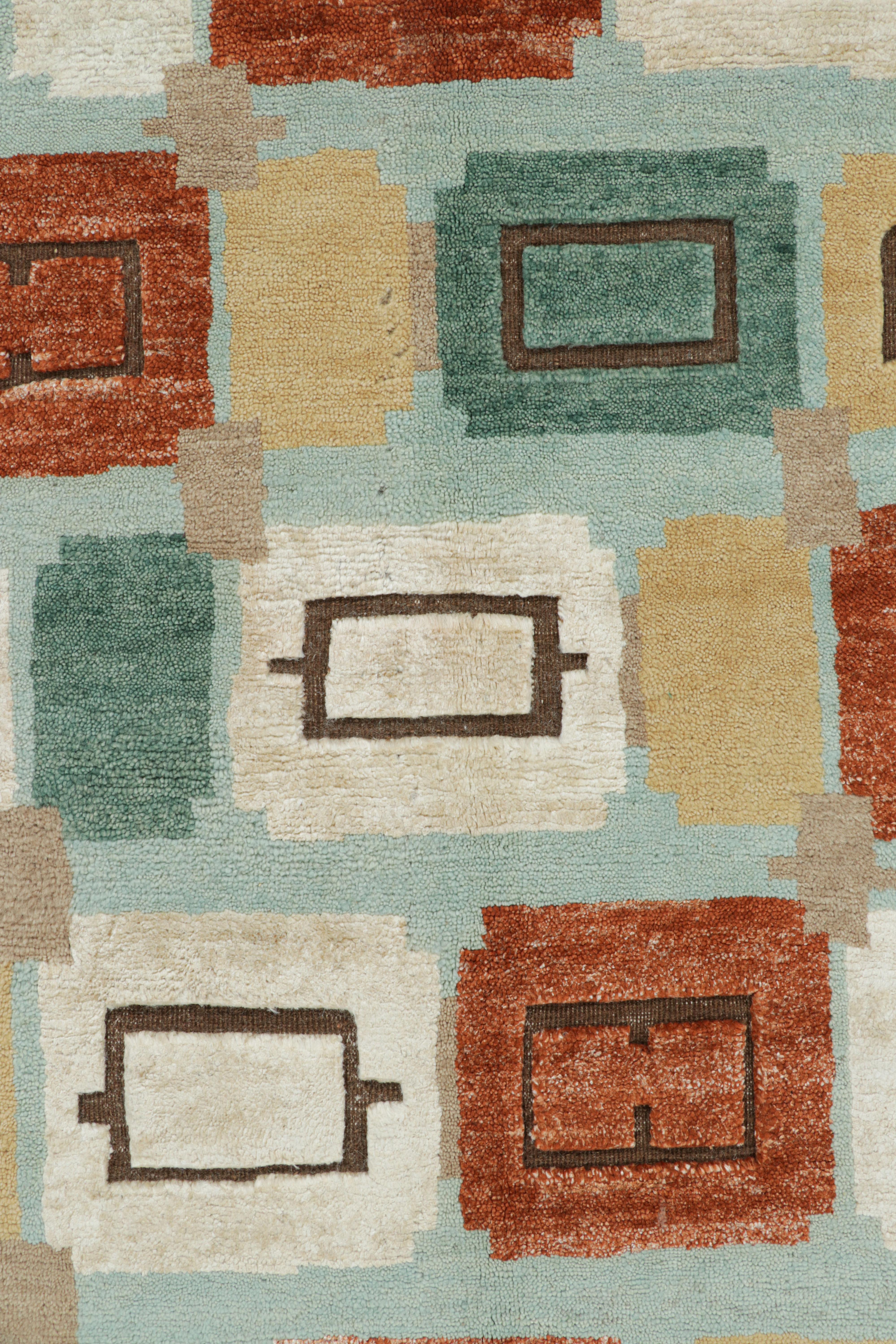 Moderne Tapis de style scandinave de Rug & Kilim en bleu clair avec motifs géométriques en vente