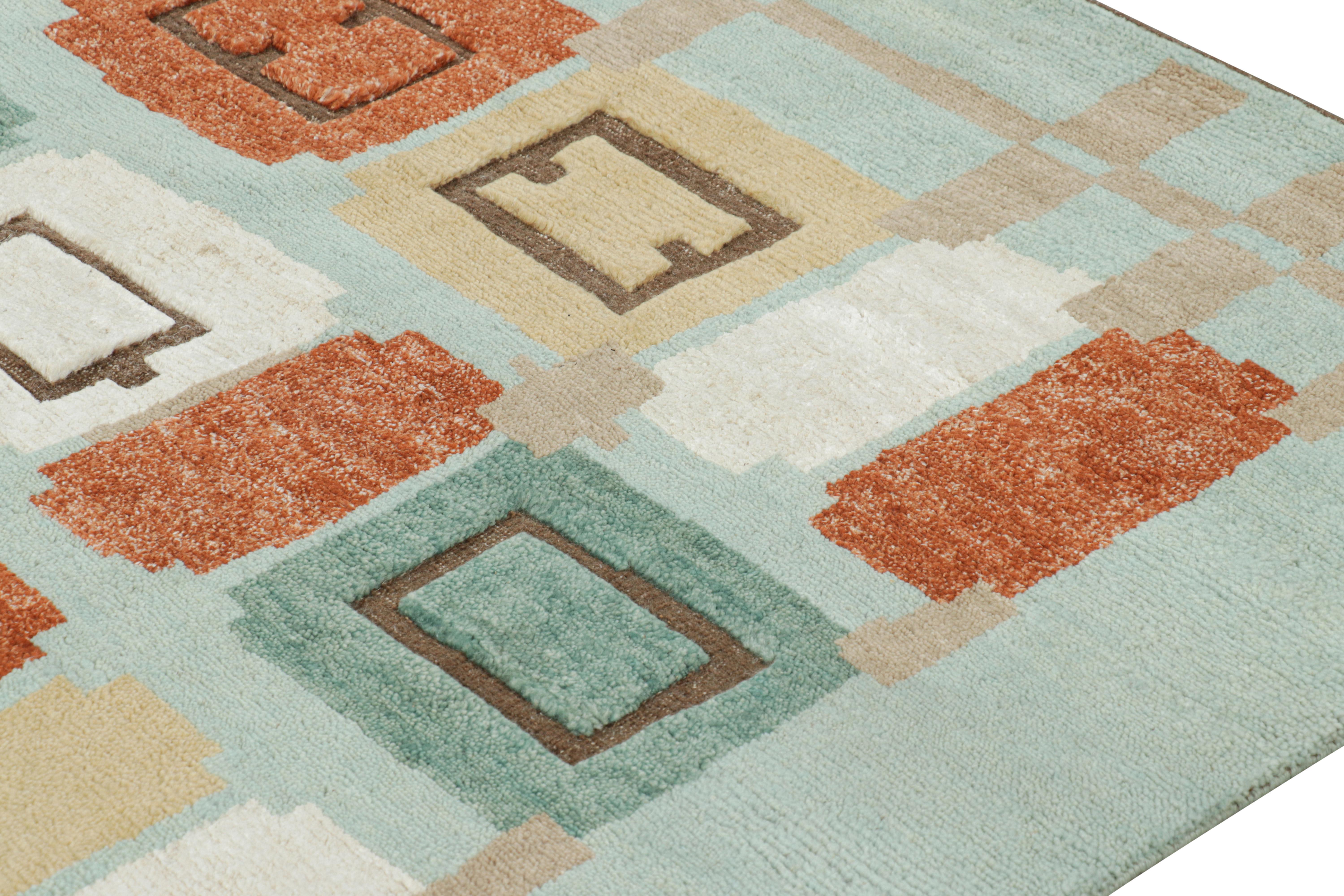 Tapis de style scandinave de Rug & Kilim en bleu clair avec motifs géométriques Neuf - En vente à Long Island City, NY