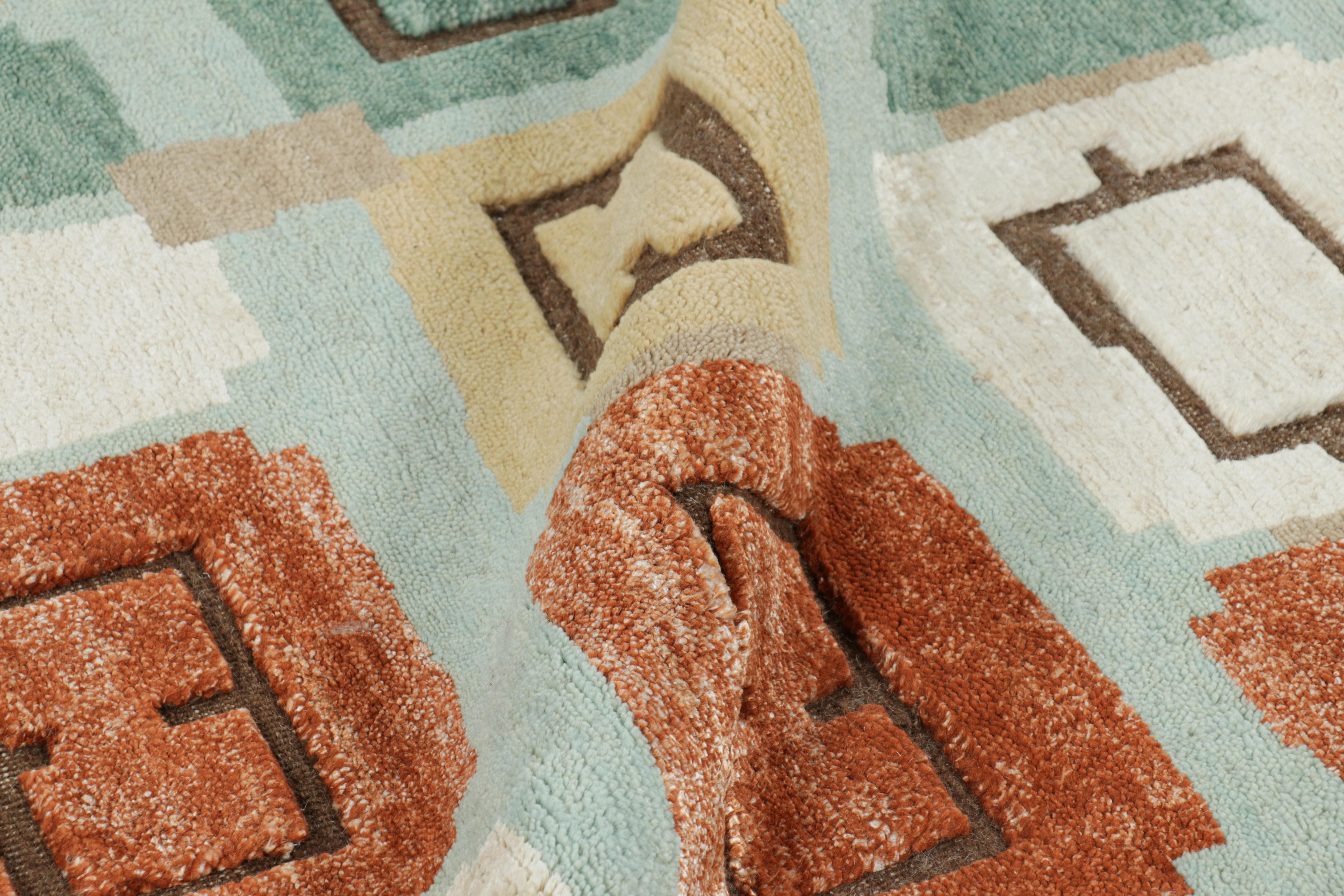 XXIe siècle et contemporain Tapis de style scandinave de Rug & Kilim en bleu clair avec motifs géométriques en vente