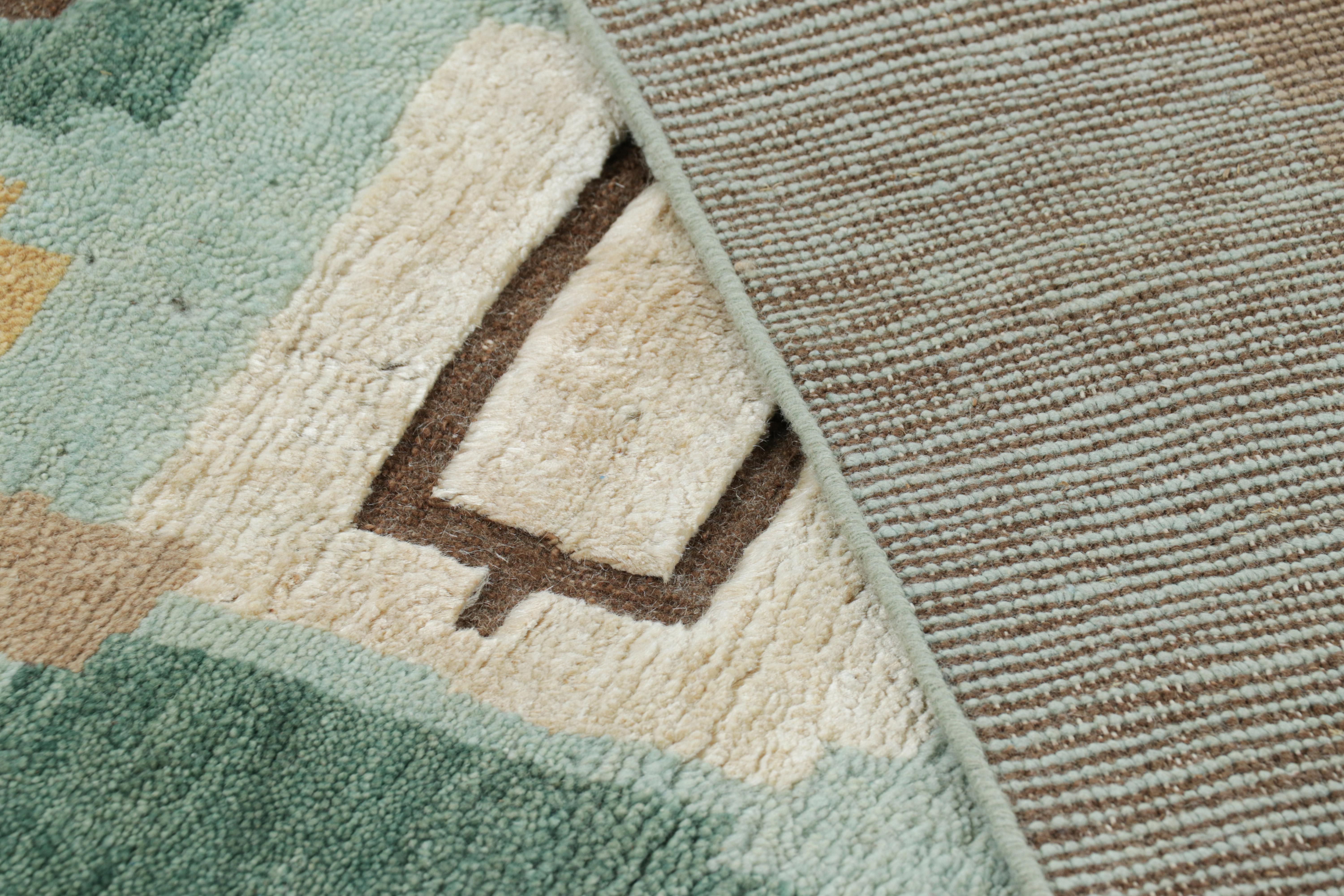 Laine Tapis de style scandinave de Rug & Kilim en bleu clair avec motifs géométriques en vente