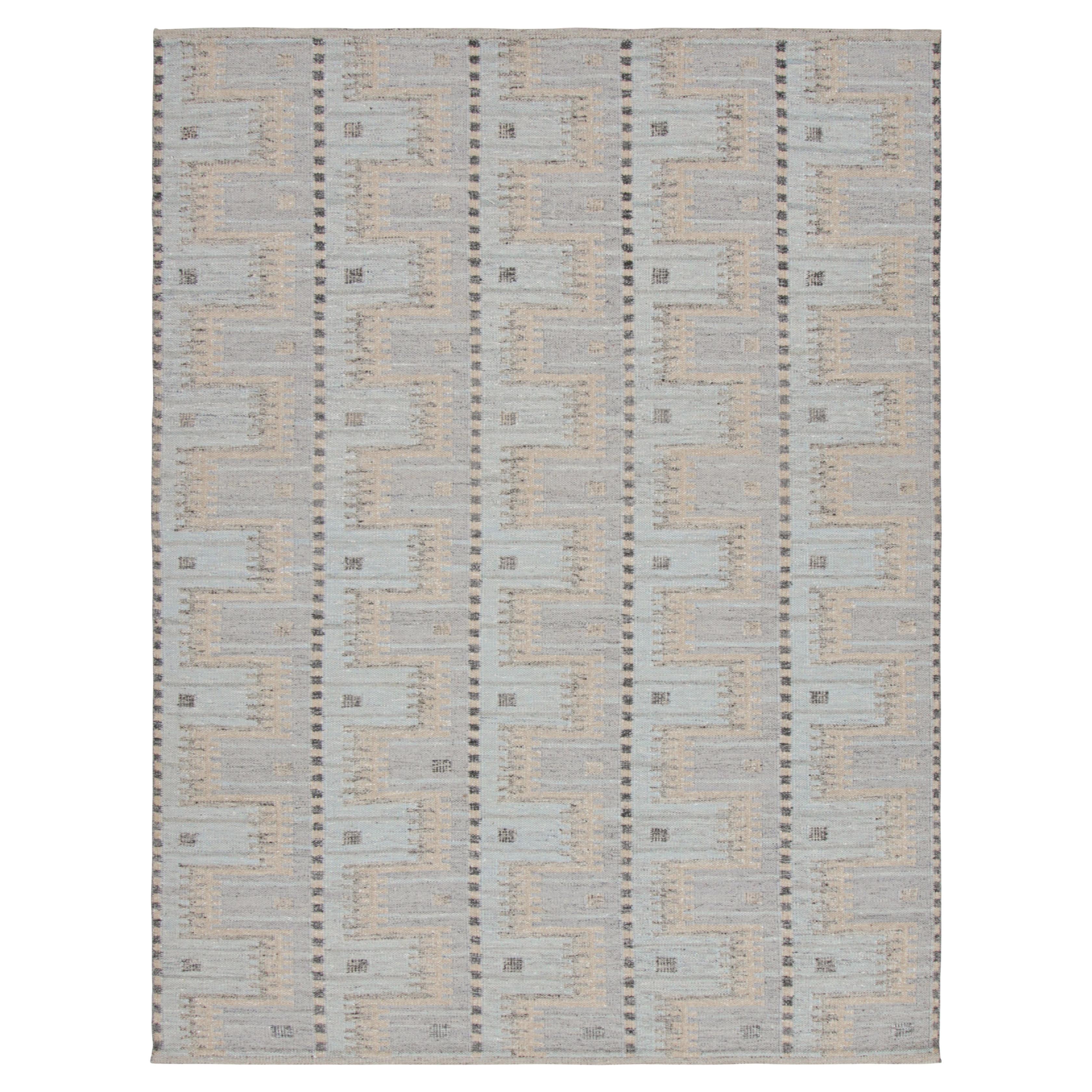 Rug & Kilim’s Scandinavian Style Rug in Light Blue with Geometric Patterns For Sale