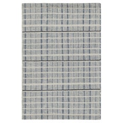 Rug
Kilim
s Teppich im skandinavischen Stil in Hellgrau, Blau mit geometrischen Streifen