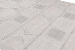 Rug & Kilim’s Scandinavian Style Rug in Light Gray with Geometric Patterns