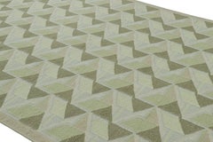 Rug & Kilim’s Scandinavian Style Rug in Light Green with Geometric Patterns