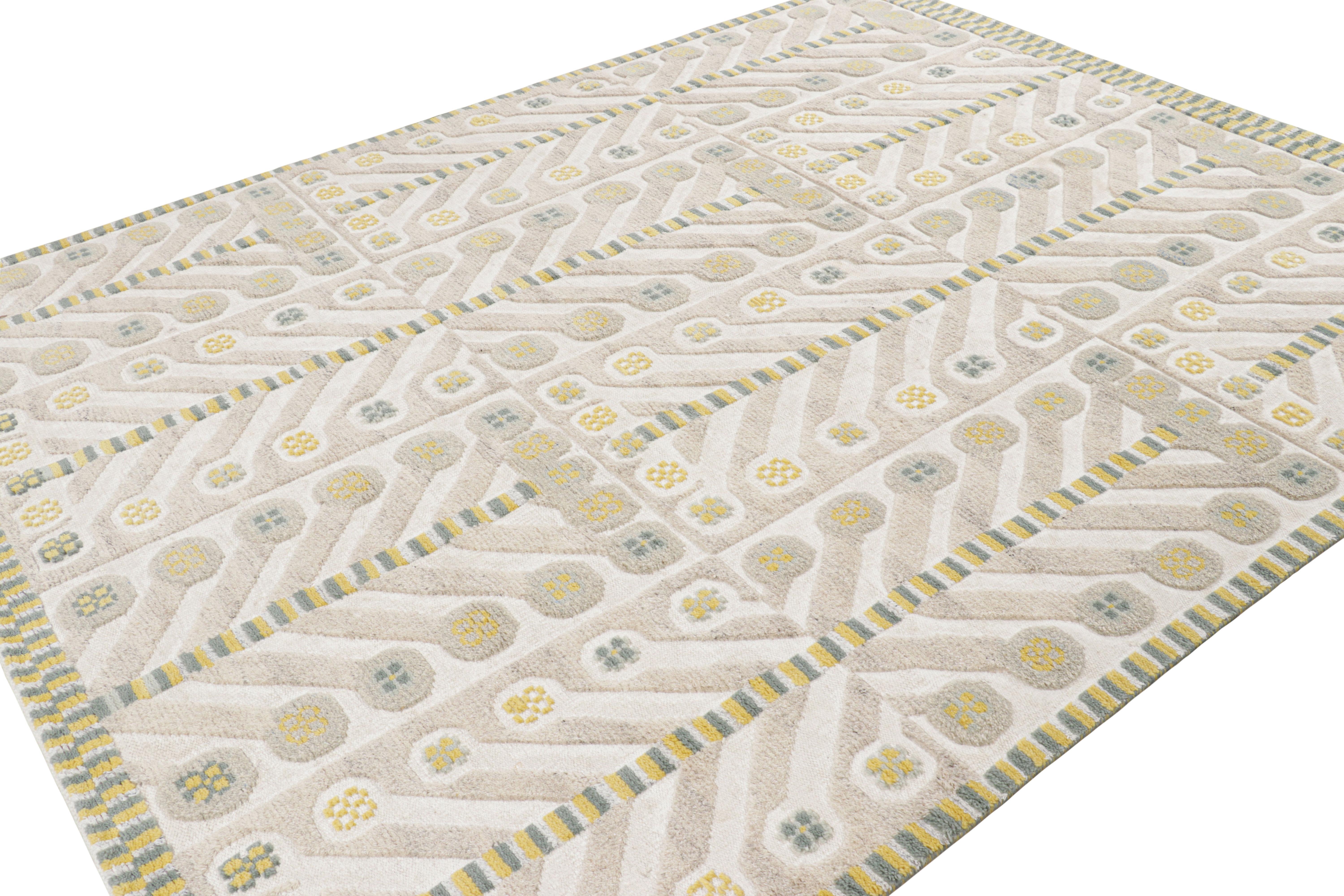 Indiano Rug & Kilim è un tappeto in stile scandinavo con motivi geometrici in bianco e beige. in vendita