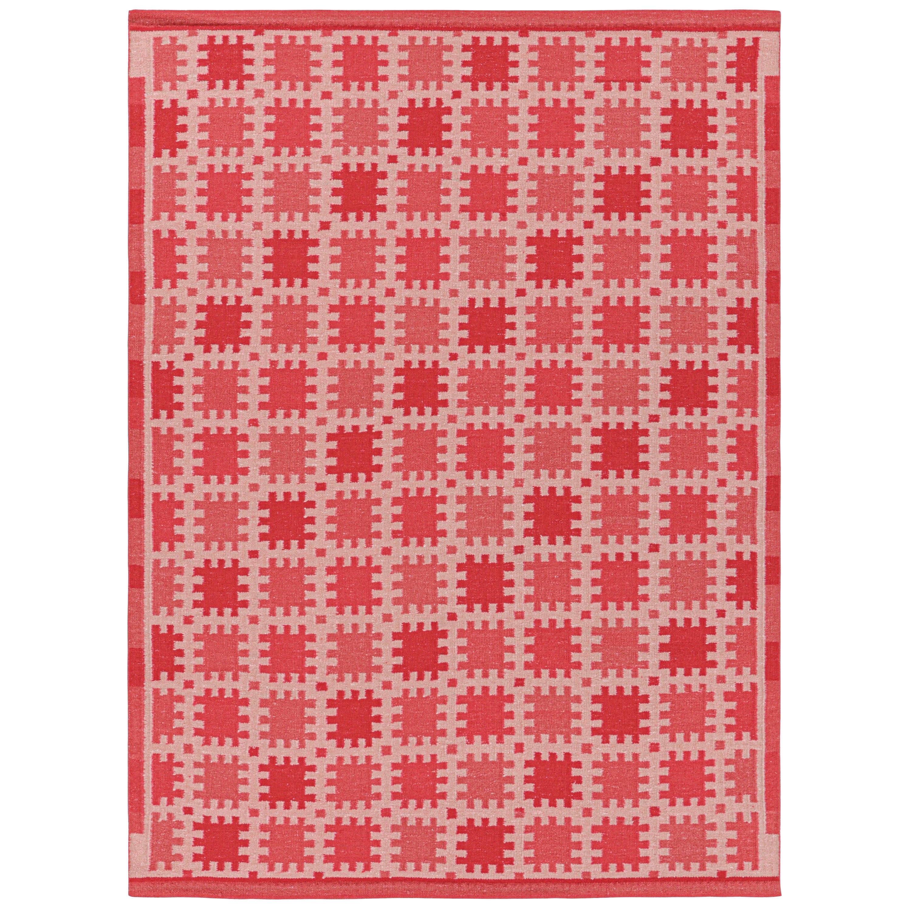 Tapis de style scandinave rose et rouge à motif géométrique de Rug & Kilim