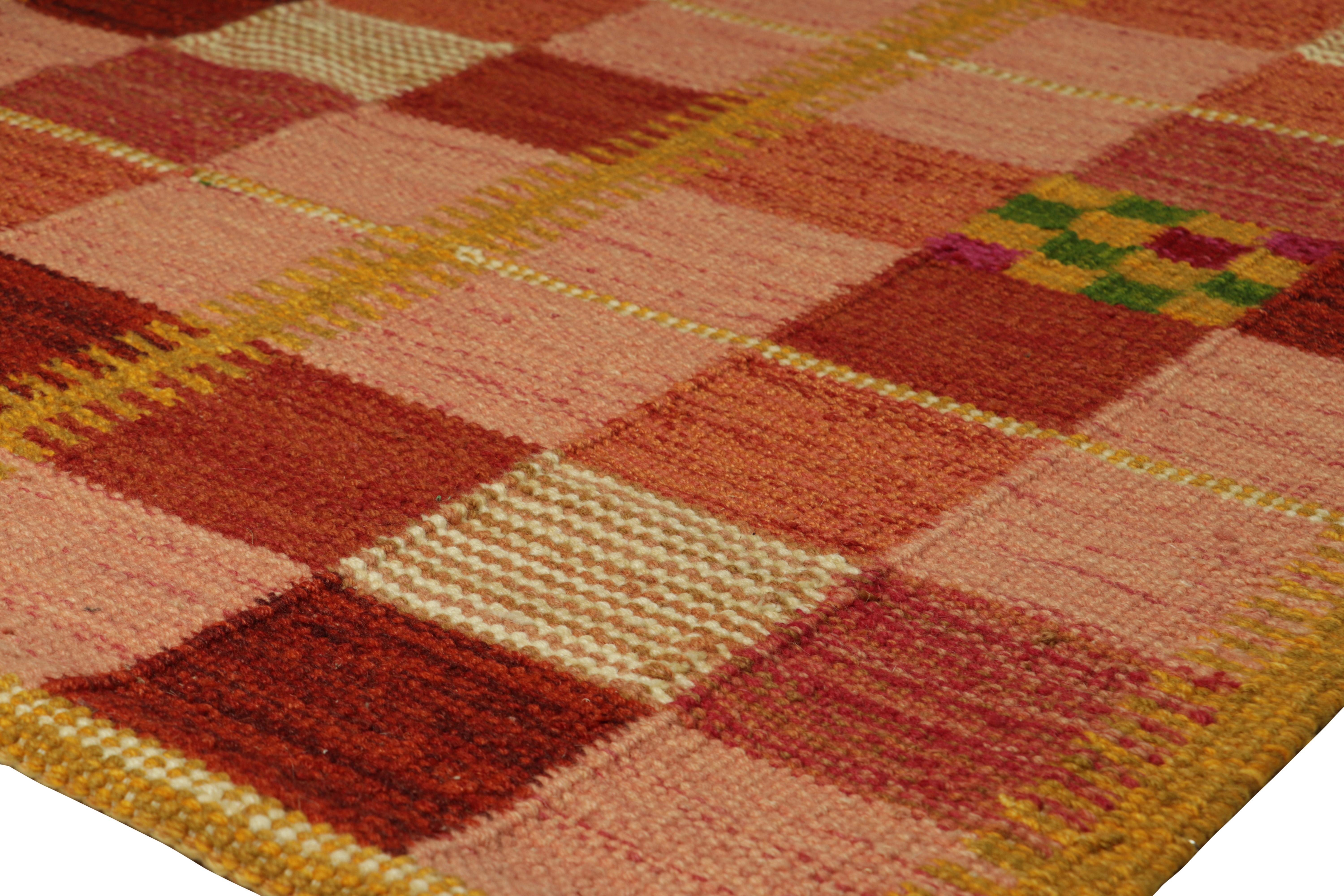 Modern Rug & Kilim’s Scandinavian Style Rug in Pink, with Colorful Geometric Pattern For Sale