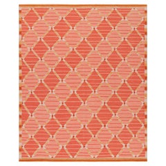 Rug & Kilim’s Scandinavian Style Rug in Pink with Geometric Diamond Patterns