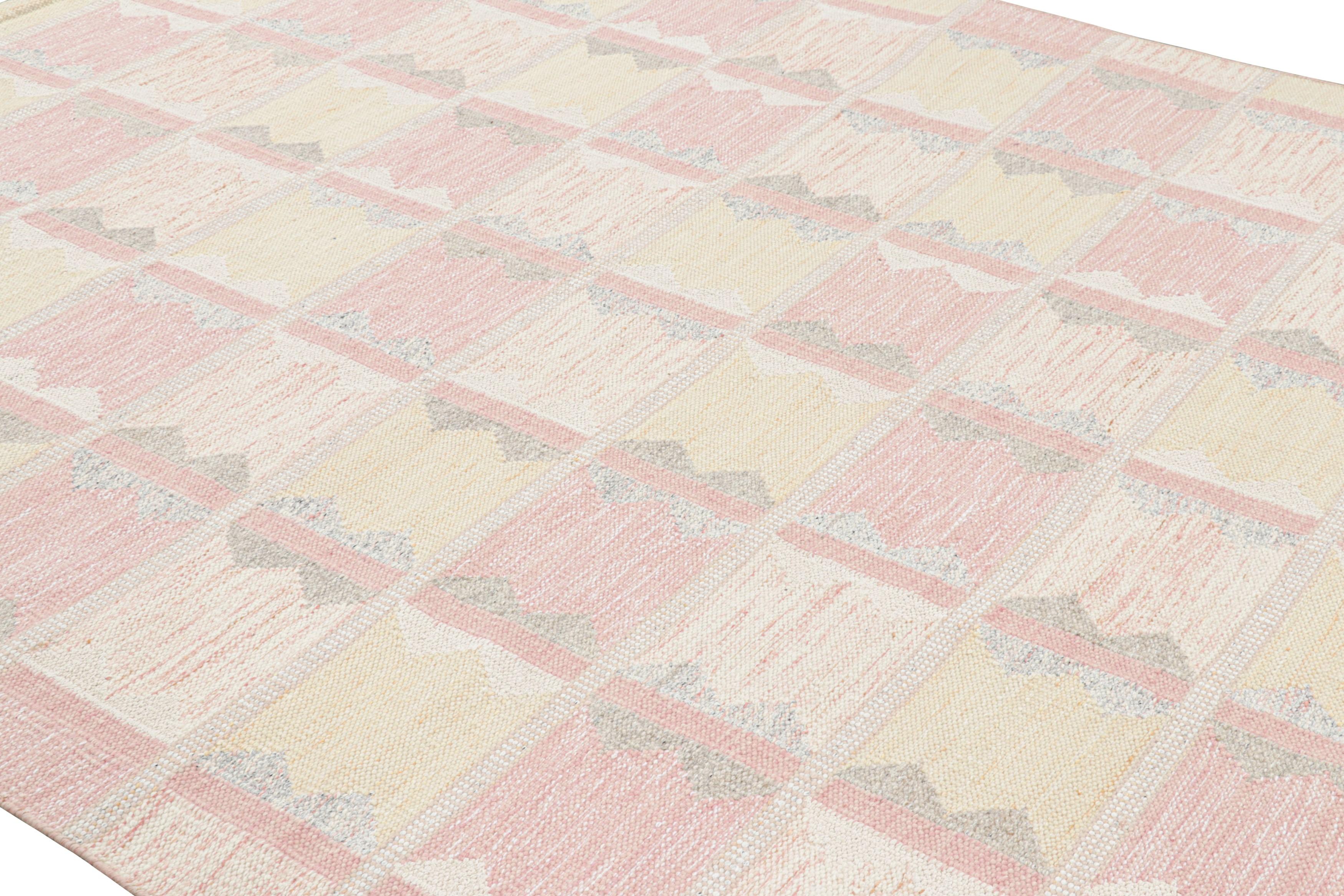 Made with handwoven wool, this 8x10 contemporary rug is an exciting new addition to Rug & Kilim’s Scandinavian rug collection—a contemporary reimagining of Swedish minimalism and vintage rugs and textiles of Rollakan and Rya traditions.

On the