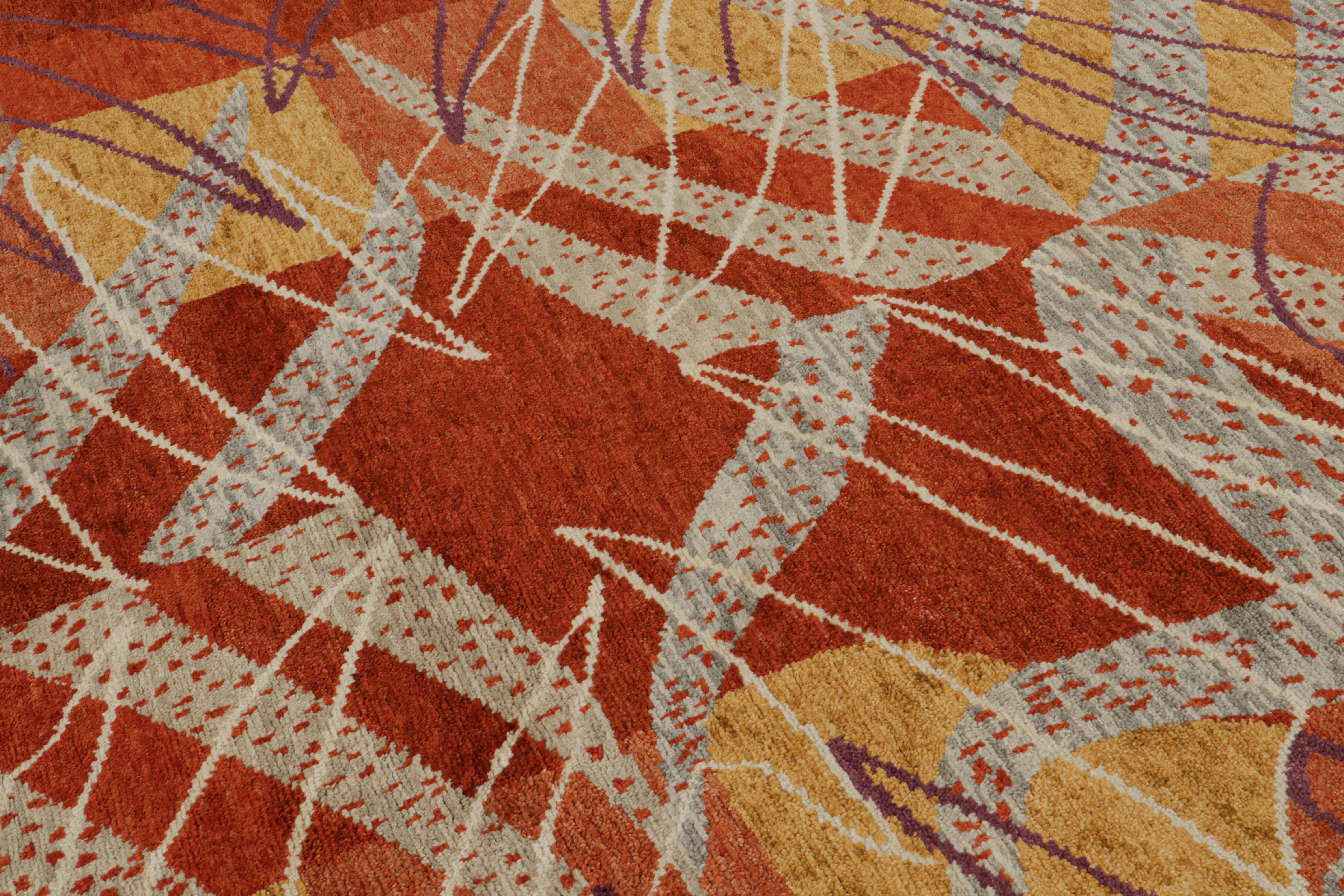 Rug & Kilim’s Scandinavian Style Rug in Red, Gold and Gray Geometric Patterns In New Condition For Sale In Long Island City, NY