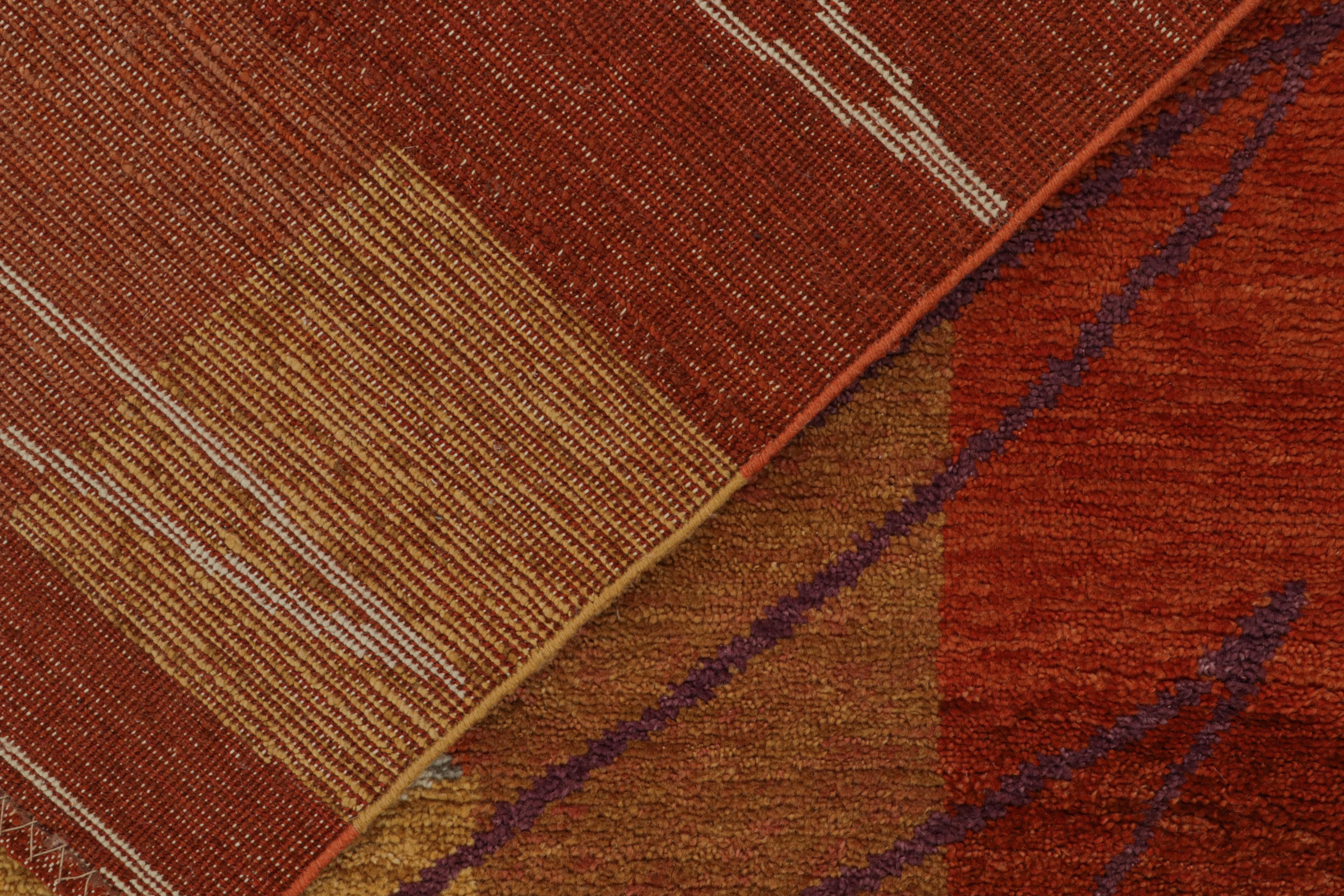 Contemporary Rug & Kilim’s Scandinavian Style Rug in Red, Gold and Gray Geometric Patterns For Sale