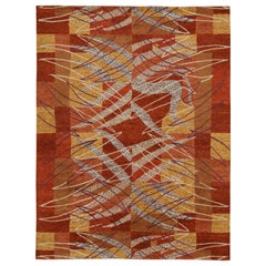 Rug & Kilim’s Scandinavian Style Rug in Red, Gold and Gray Geometric Patterns