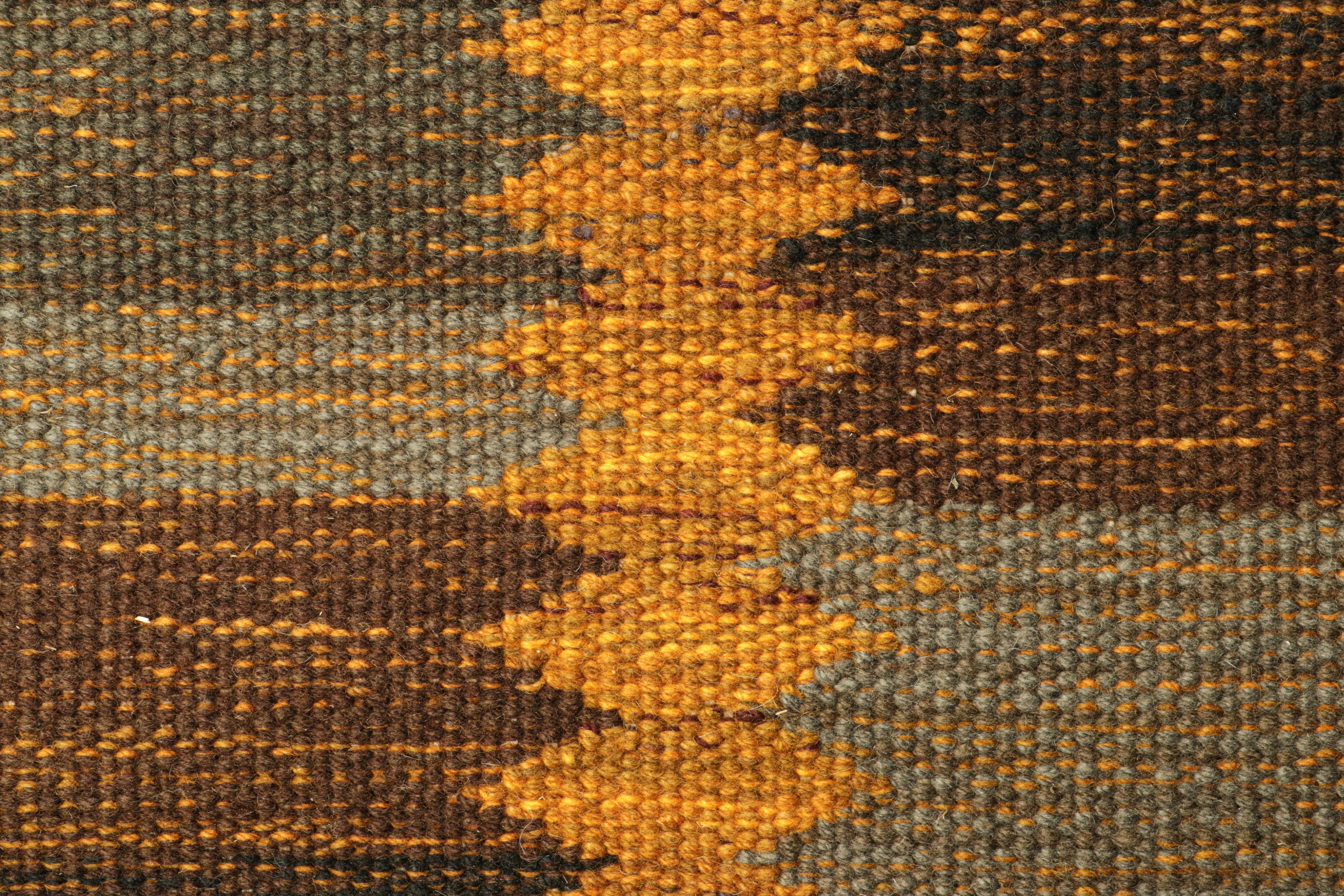 Modern Rug & Kilim’s Scandinavian Style Rug in Rust Tones with Geometric Patterns For Sale