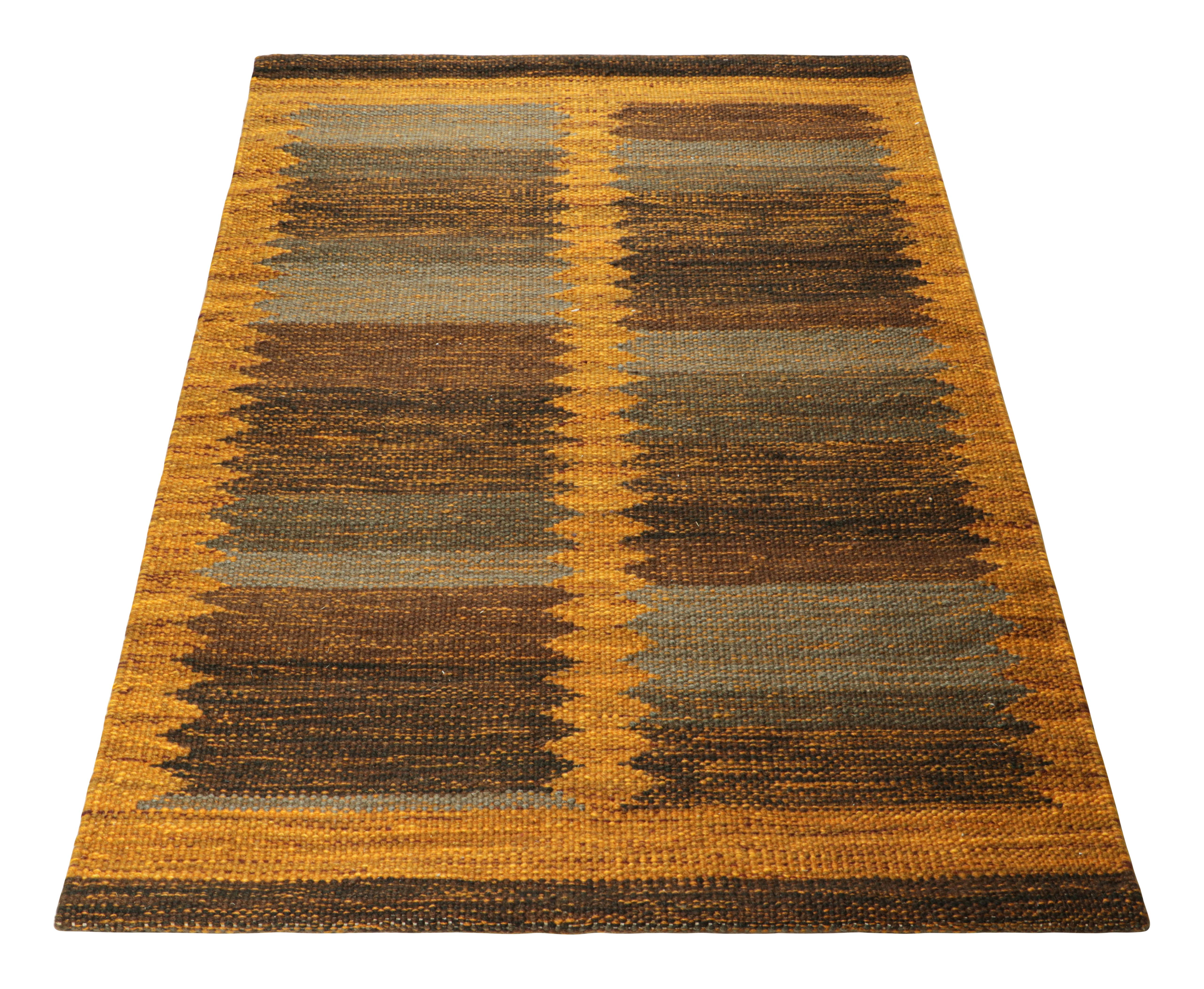 Hand-Woven Rug & Kilim’s Scandinavian Style Rug in Rust Tones with Geometric Patterns For Sale