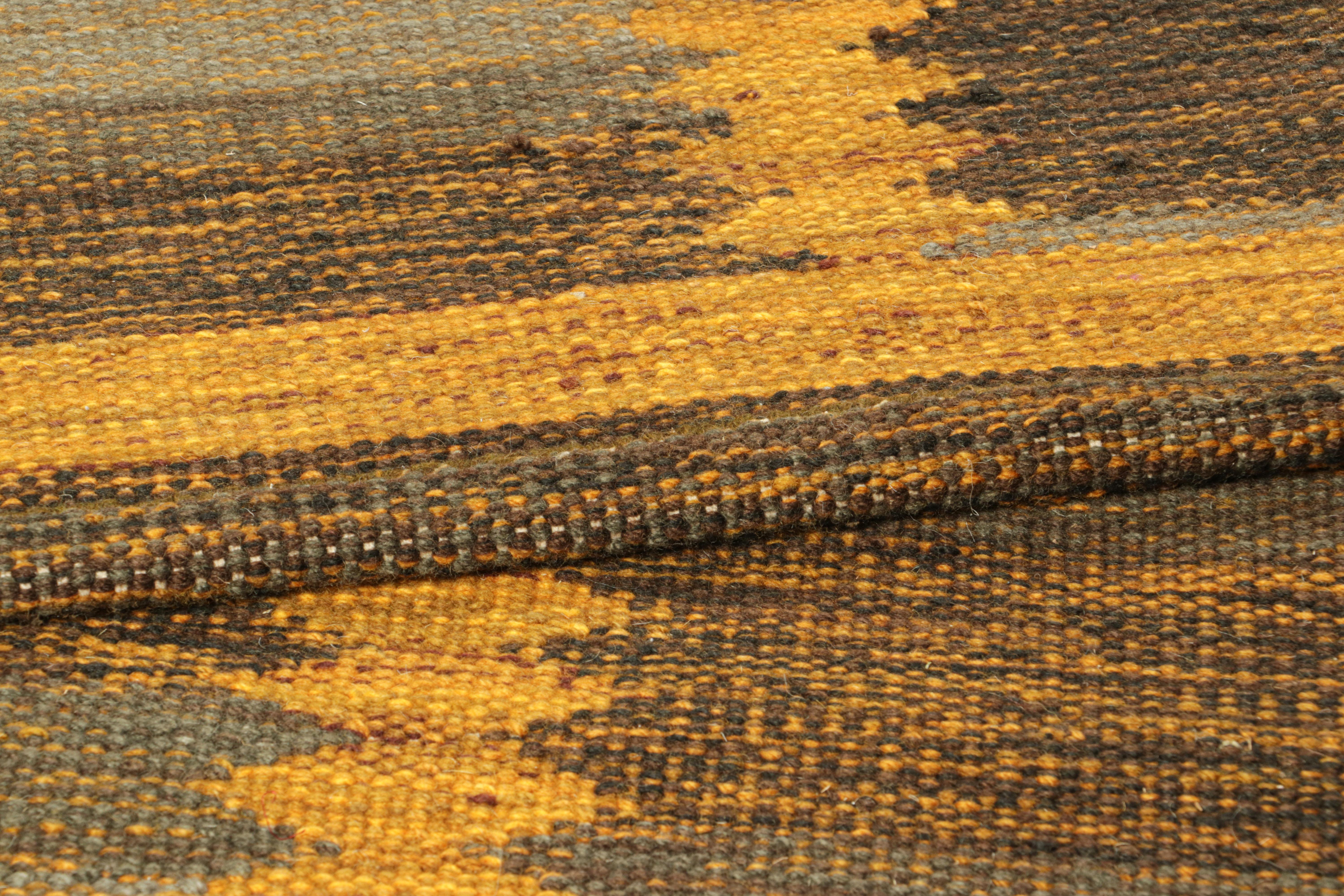 Contemporary Rug & Kilim’s Scandinavian Style Rug in Rust Tones with Geometric Patterns For Sale