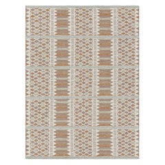 Rug & Kilim's Teppich im skandinavischen Stil mit geometrischen Mustern in Rost, Weiß und Mauve