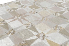Rug & Kilim’s Scandinavian Style Rug in Silver-Gray and Beige Geometric Pattern
