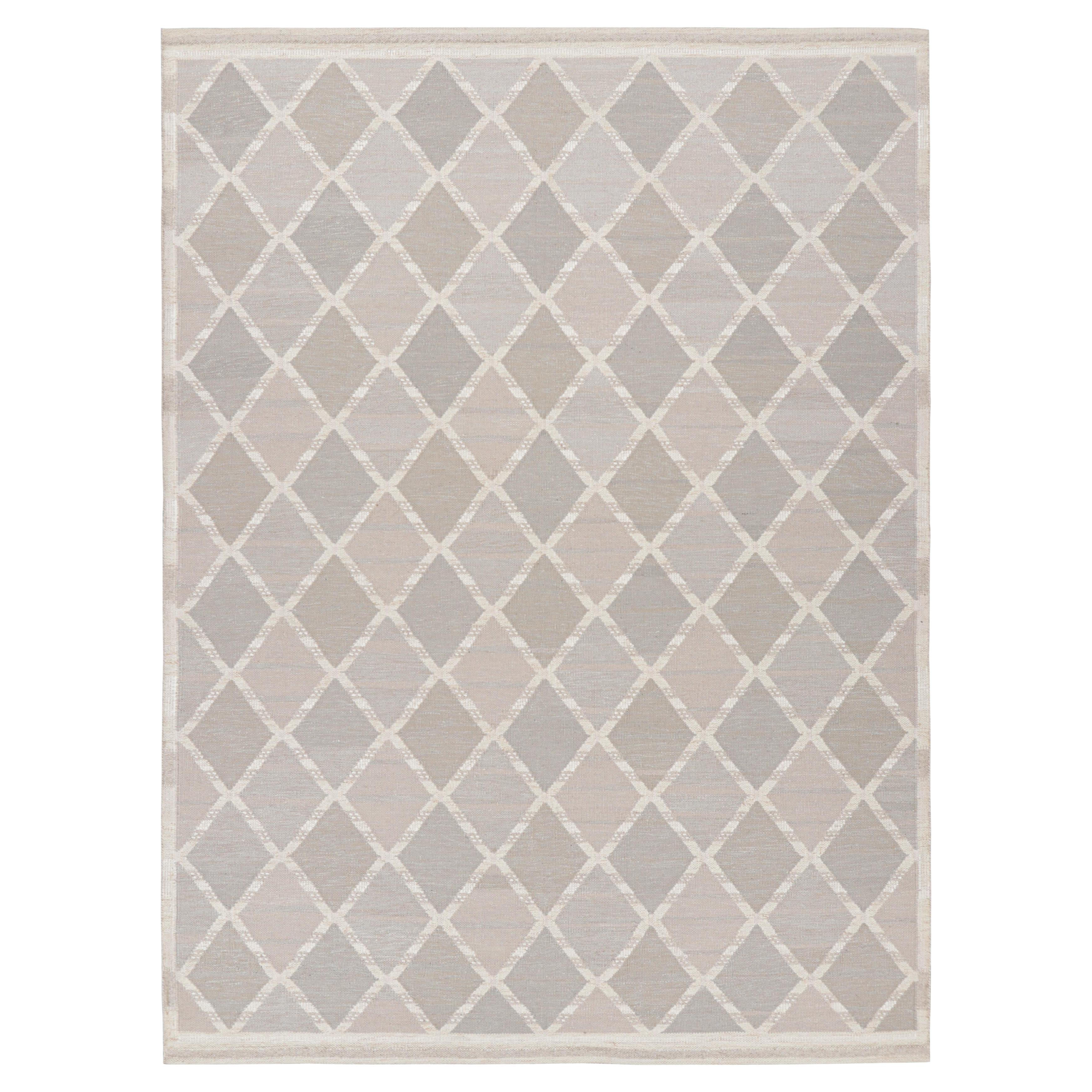 Alfombra de estilo escandinavo de Rug & Kilim en color topo con motivos de rombos