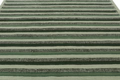 Rug & Kilim’s Scandinavian Style Rug in Teal and Black with Geometric Stripes