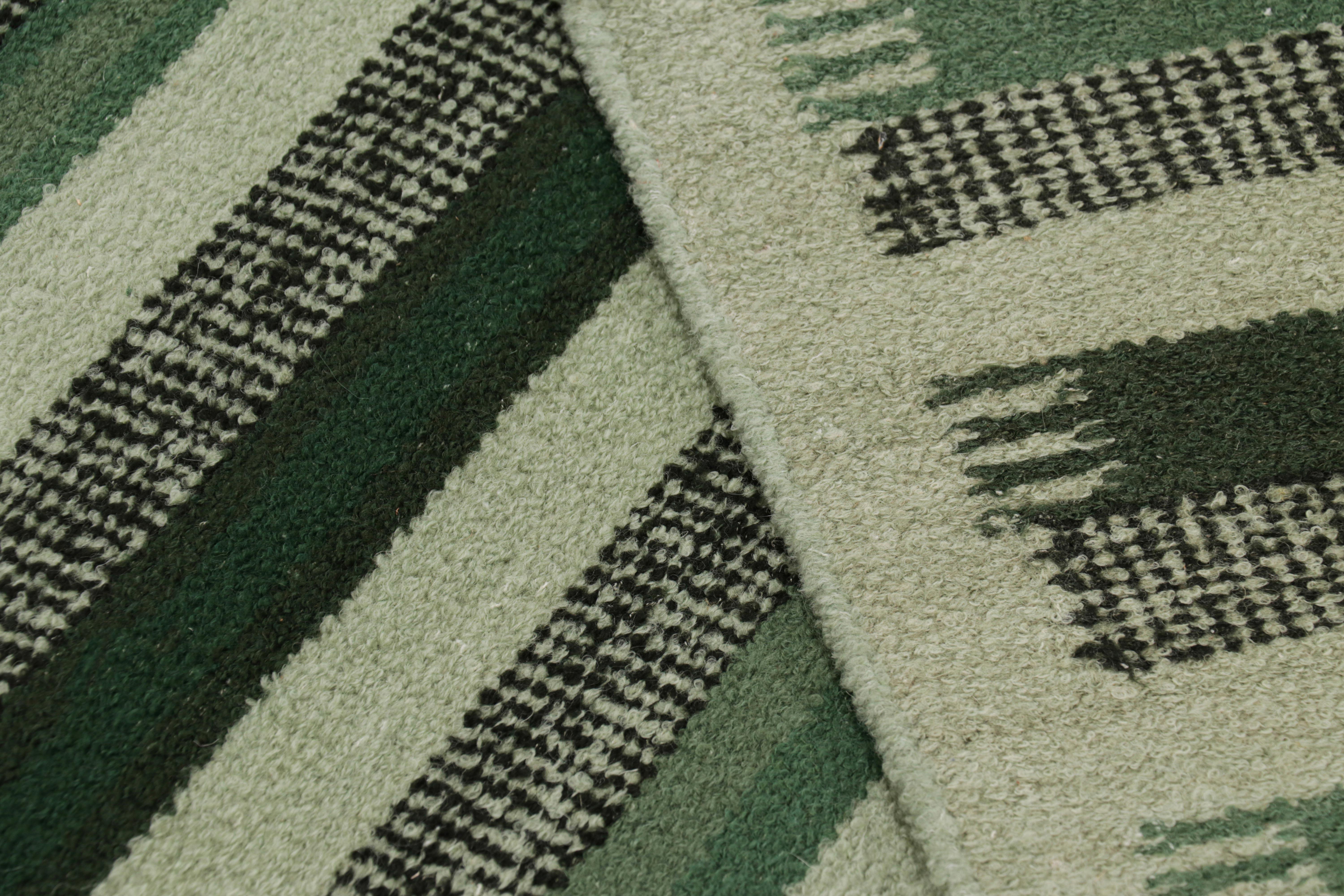 Rug & Kilim's Teppich im skandinavischen Stil in Petrol und Schwarz mit geometrischen Streifen (21. Jahrhundert und zeitgenössisch) im Angebot