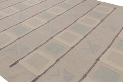 Rug & Kilim’s Scandinavian Style Rug in White and Blue with Geometric Patterns