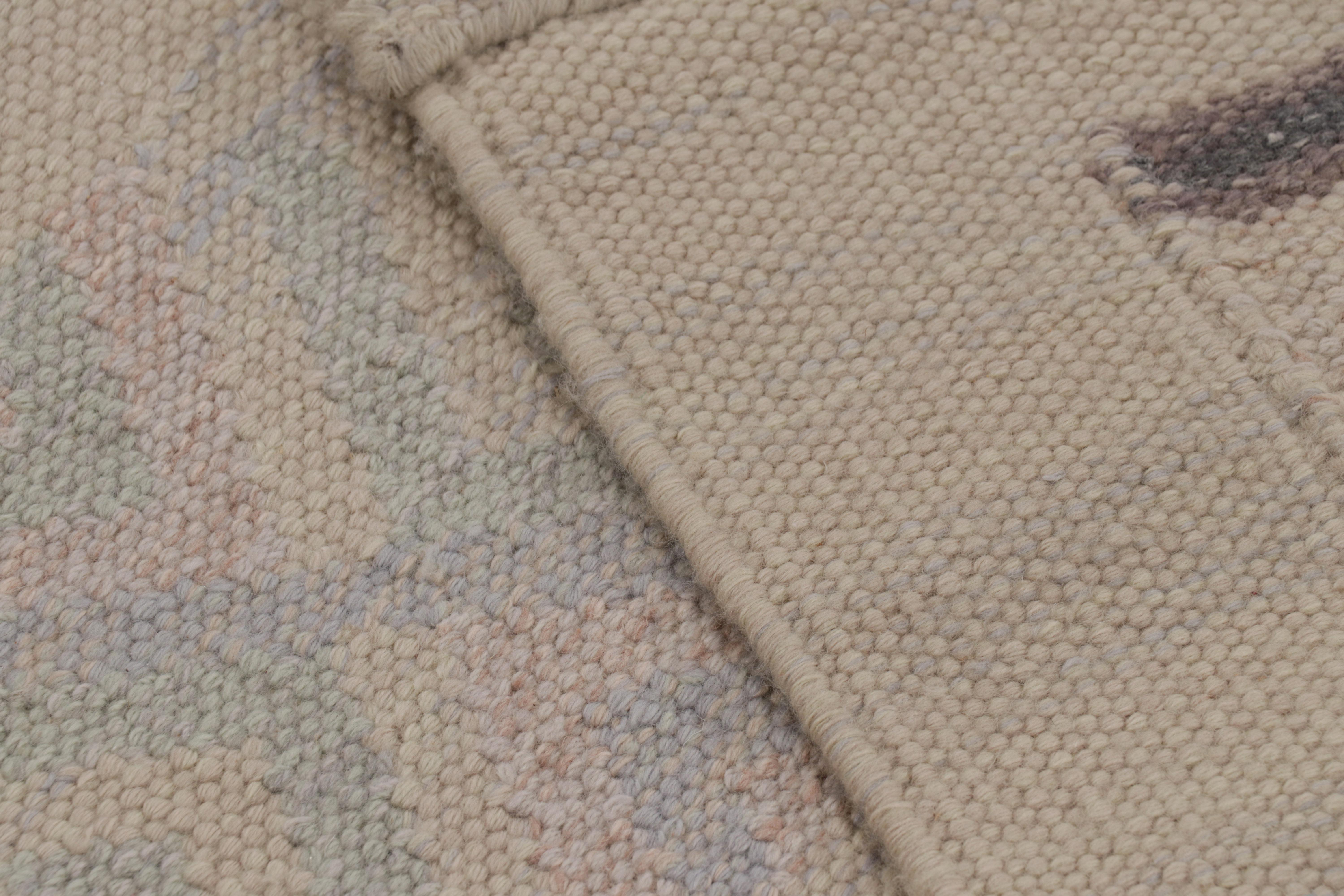 Alfombra de estilo escandinavo de Rug & Kilim en blanco y azul con motivos geométricos Siglo XXI y contemporáneo en venta