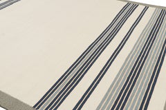 Rug & Kilim’s Scandinavian Style Rug in White and Gray with Geometric Stripes