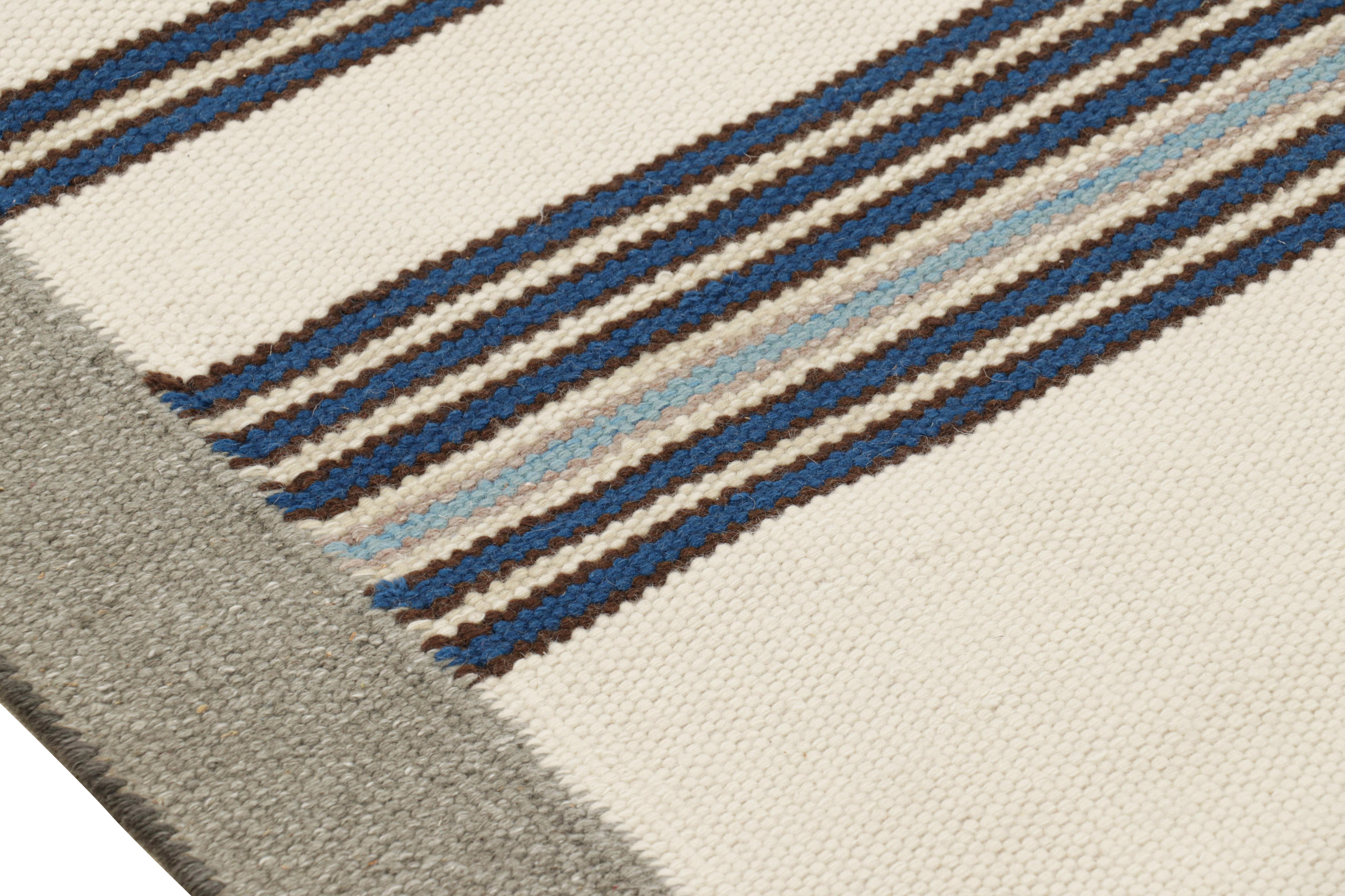 Alfombra de estilo escandinavo Rug & Kilim en blanco y gris con rayas geométricas Moderno en venta