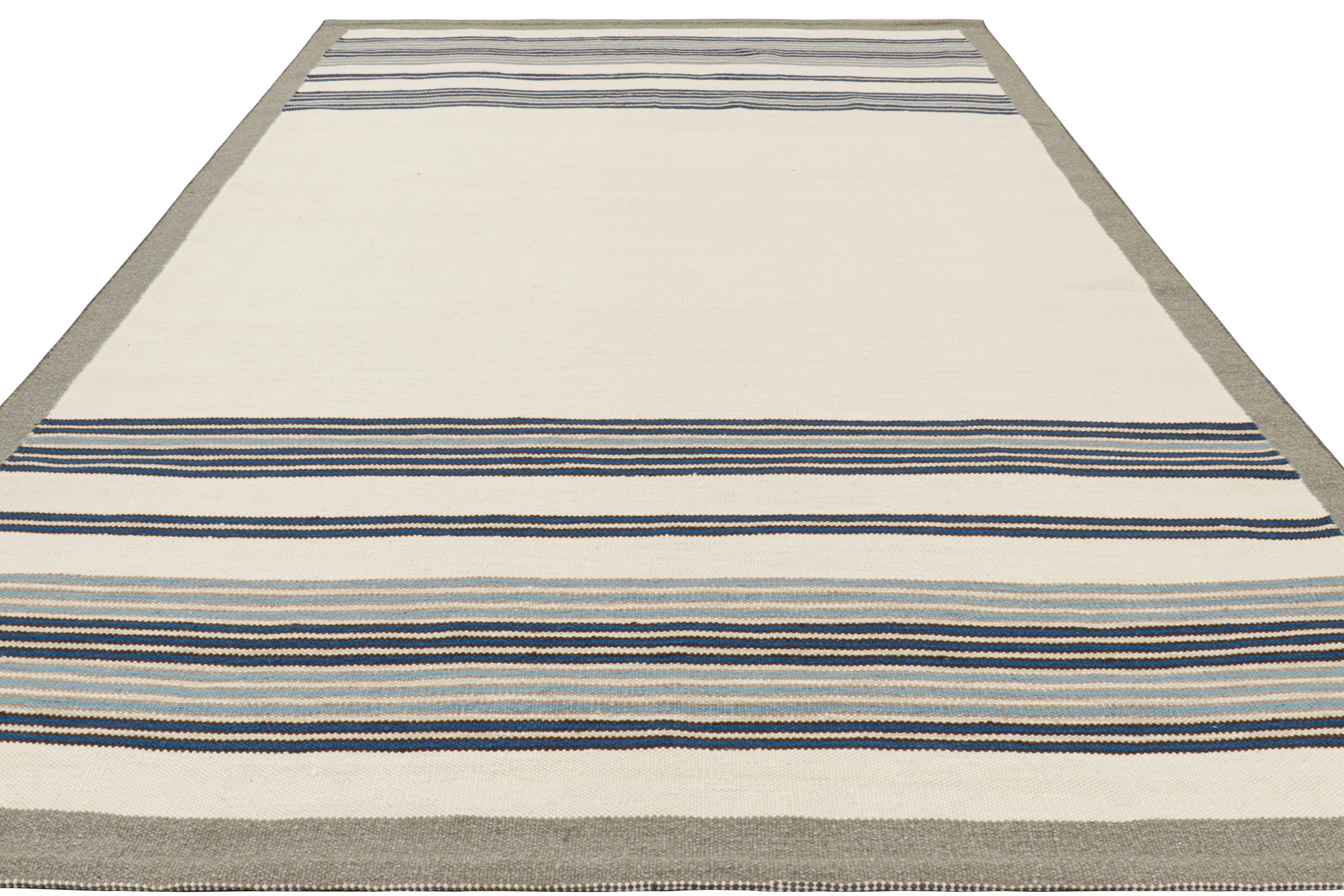 Alfombra de estilo escandinavo Rug & Kilim en blanco y gris con rayas geométricas Indio en venta
