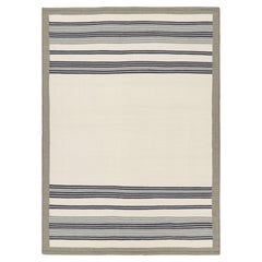 Rug & Kilim’s Scandinavian Style Rug in White and Gray with Geometric Stripes