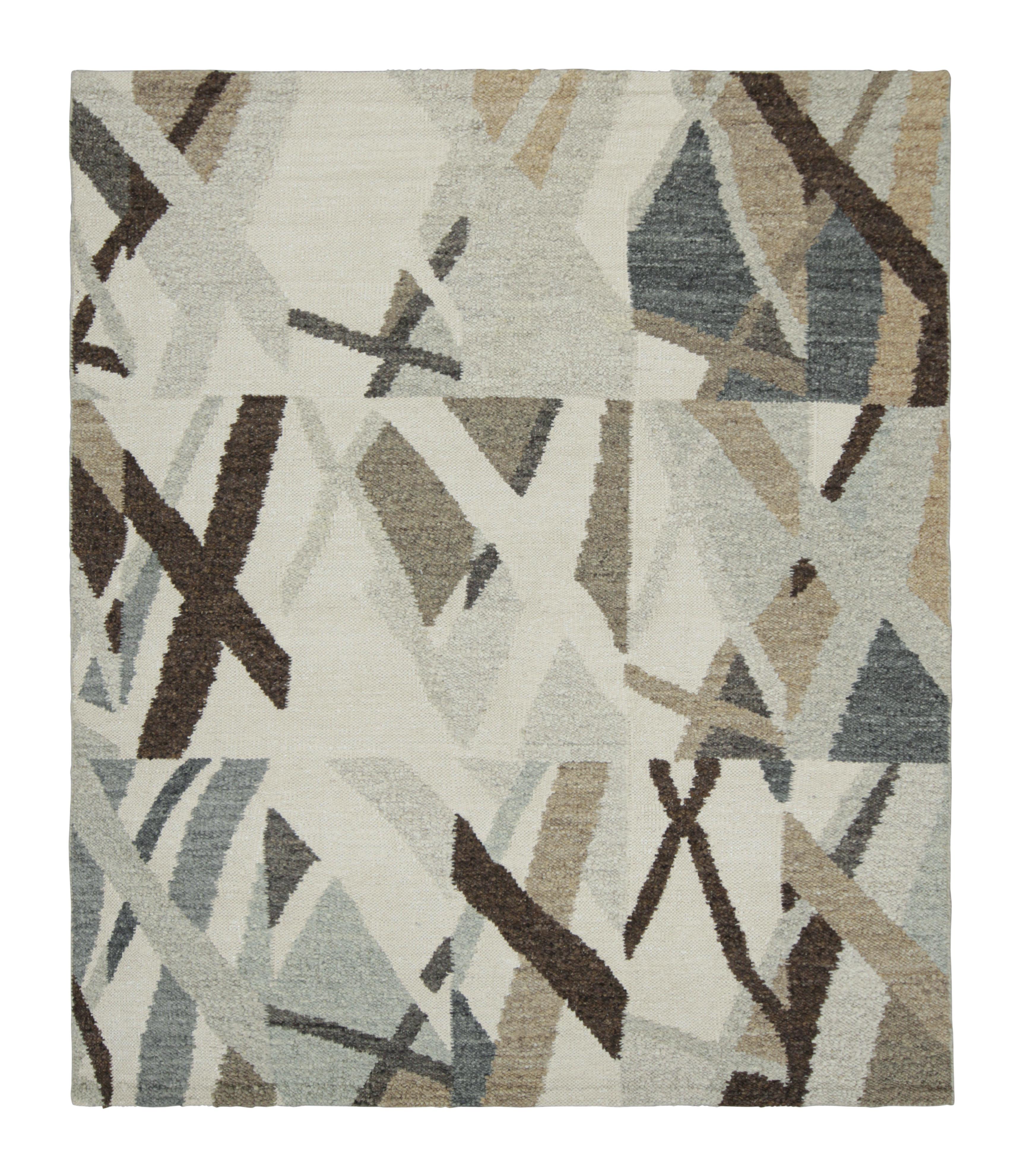 Rug & Kilim's Scandinavian Style Rug in White, Beige and Gray Geometric Patterns