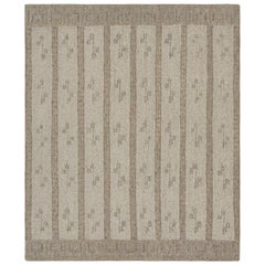 Rug & Kilim’s Scandinavian Style Rug in White & Beige-Brown Stripes and Geometry