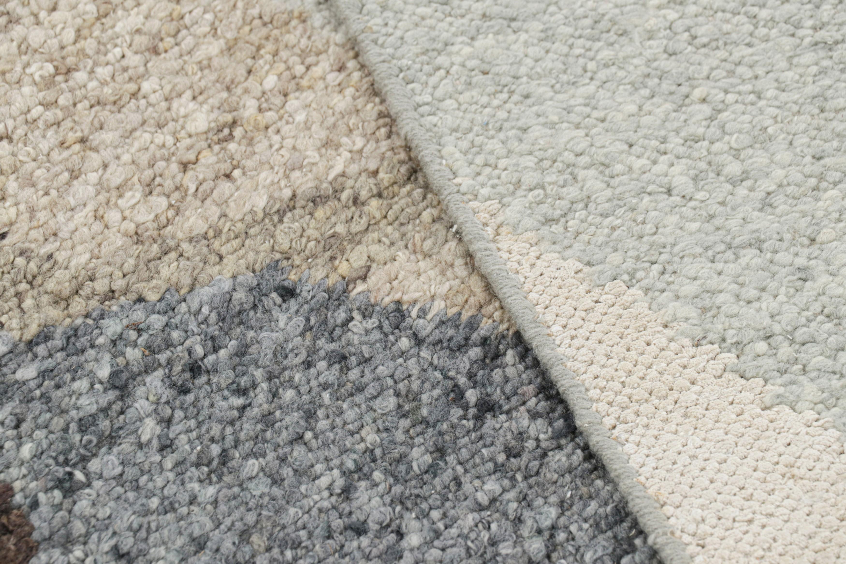 Wool Rug & Kilim's Scandinavian Style Rug in White with Abstract Geometric Patterns For Sale