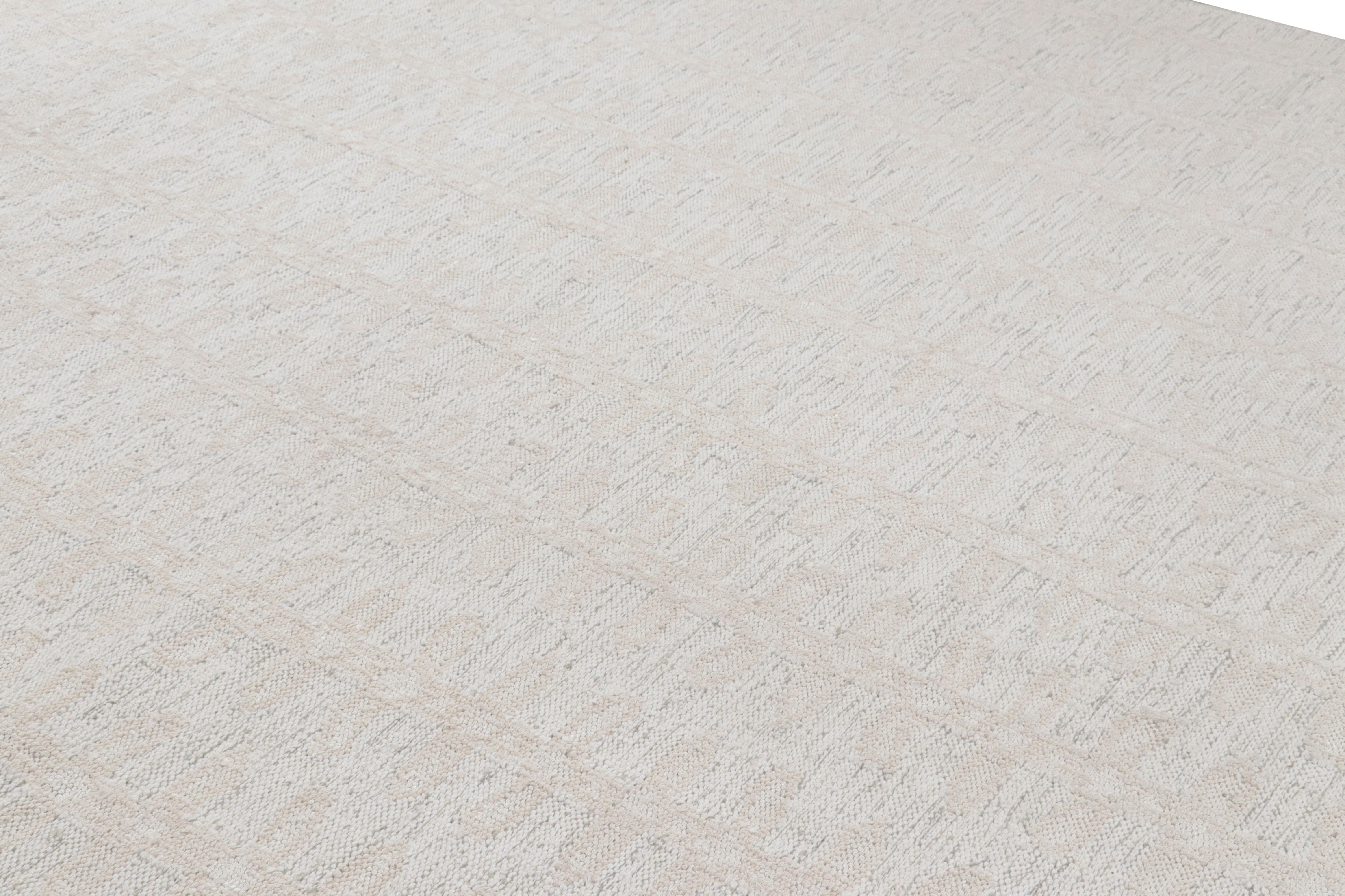 Dieser 9x12 große Teppich aus handgewebter Wolle ist eine aufregende neue Ergänzung der skandinavischen Teppichkollektion von Rug & Kilim - eine zeitgenössische Neuinterpretation des schwedischen Minimalismus und der Vintage-Teppiche und Textilien