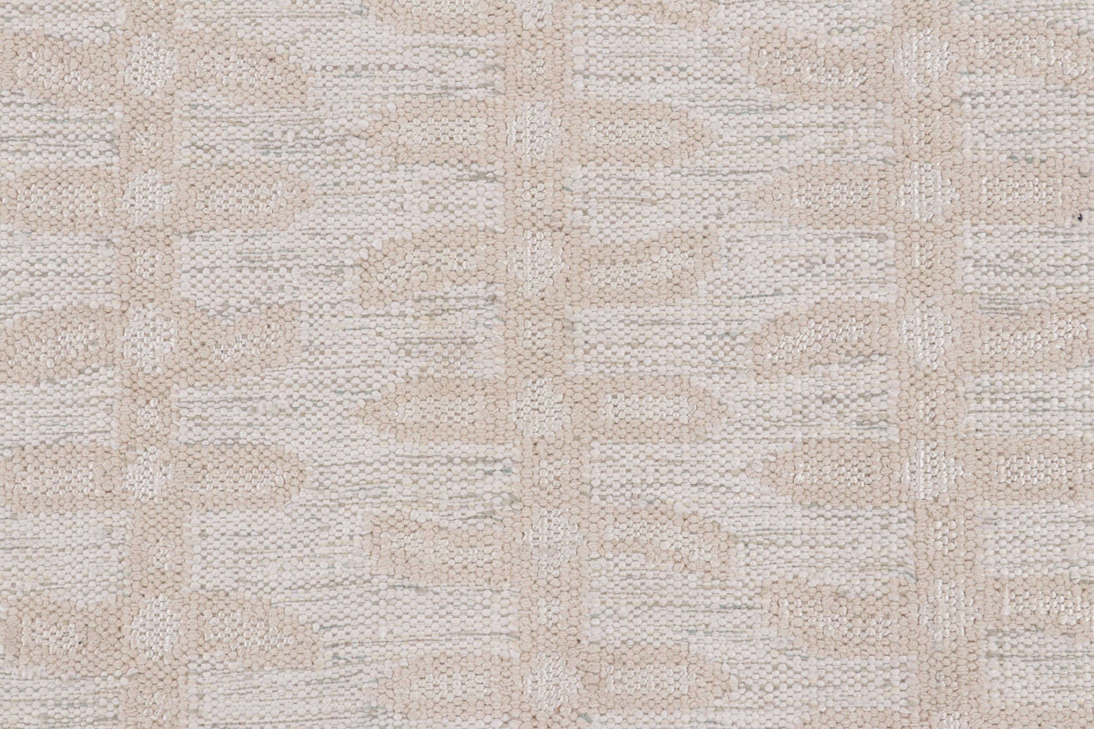 Modern Rug & Kilim’s Scandinavian Style Rug in White with Floral Patterns For Sale