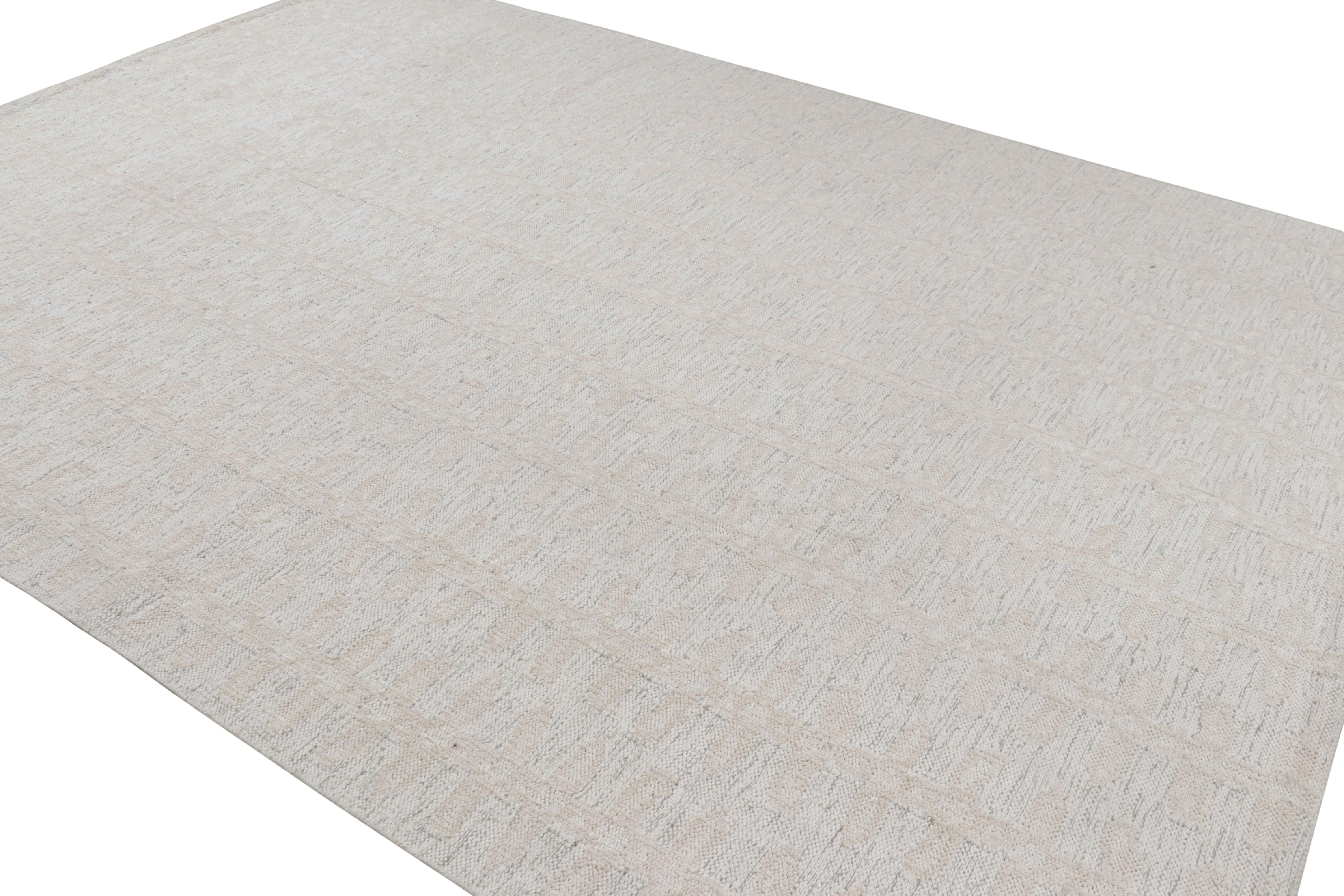 Rug & Kilim's Teppich im skandinavischen Stil in Weiß mit Blumenmustern (Handgewebt) im Angebot