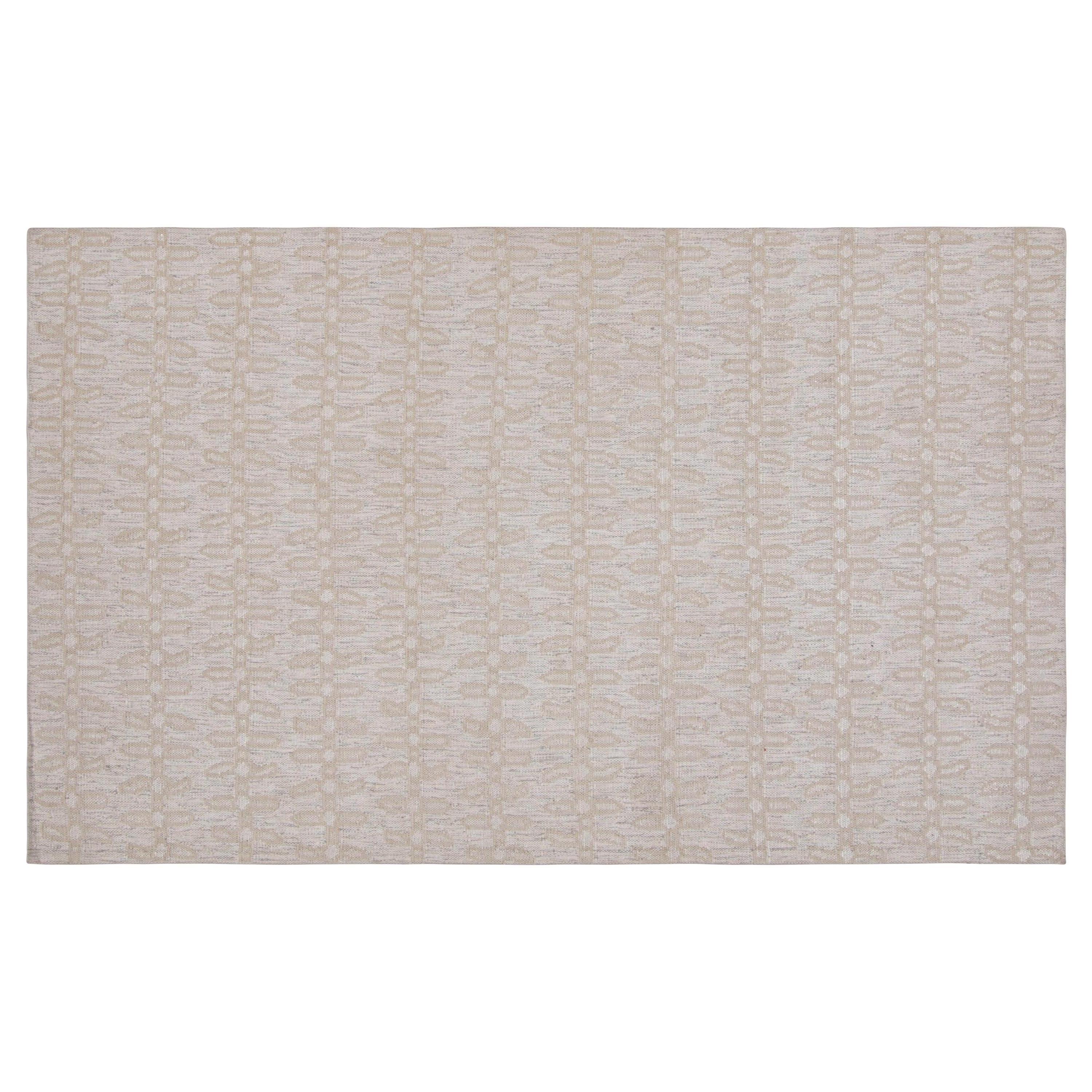 Rug & Kilim's Teppich im skandinavischen Stil in Weiß mit Blumenmustern