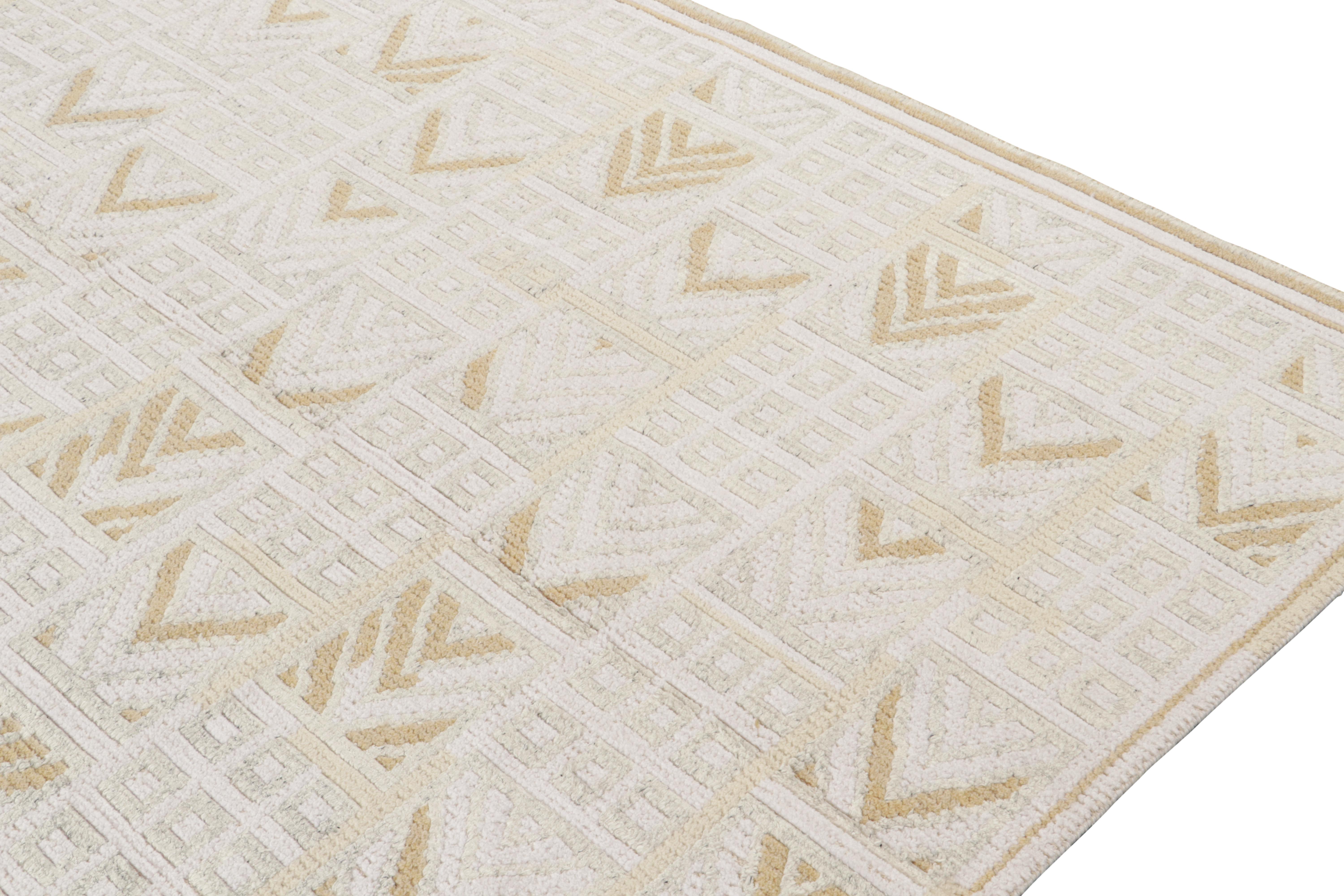 Modern Rug & Kilim’s Scandinavian Style Rug in White with Geometric Patterns  For Sale